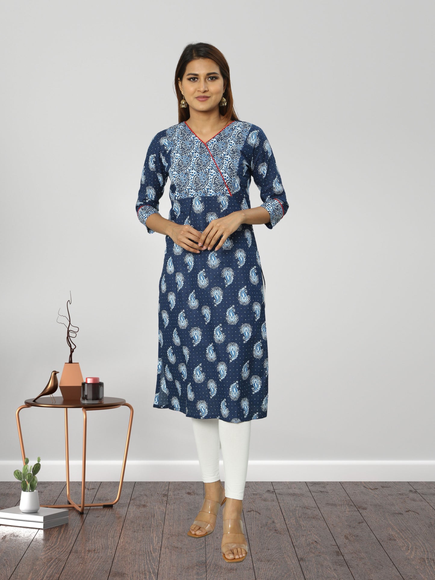 Cotton Indigo Block Printed Long Kurta