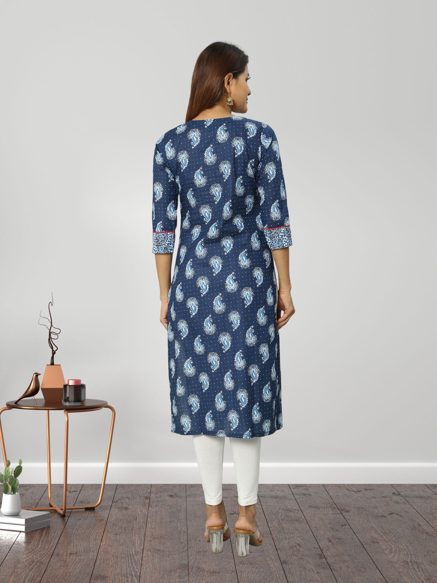 Cotton Indigo Block Printed Long Kurta