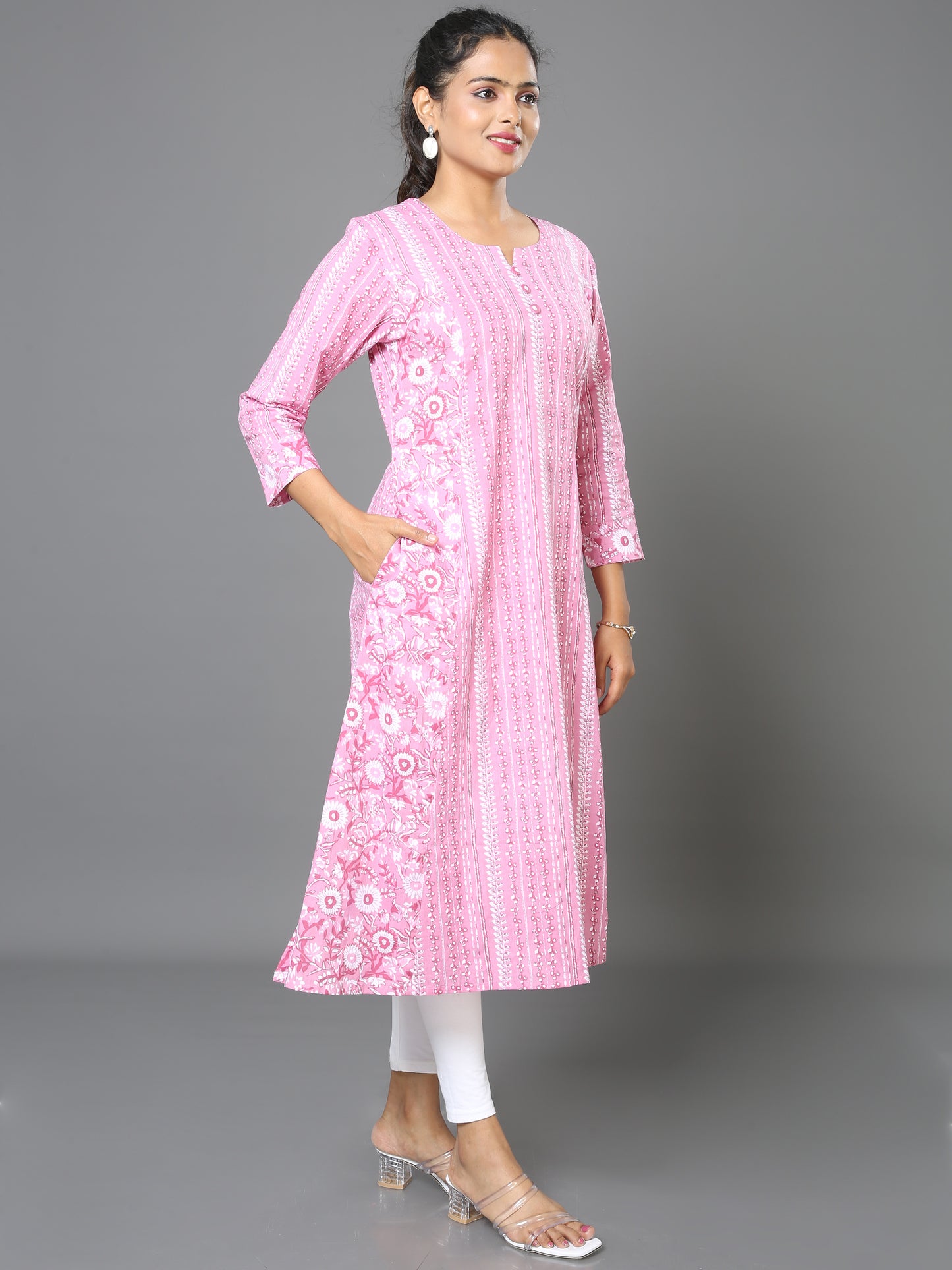 Cotton Block Printed Princes Cut Long Kurta
