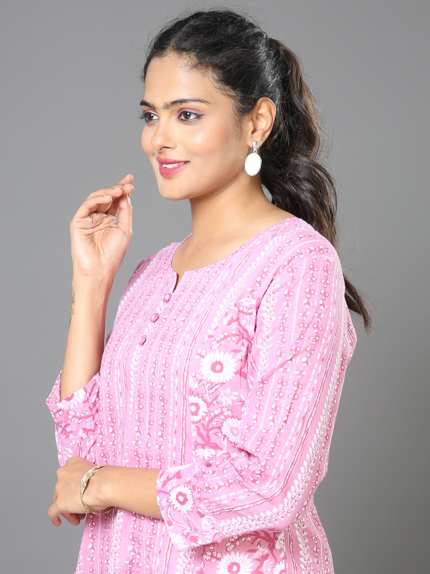 Cotton Block Printed Princes Cut Long Kurta