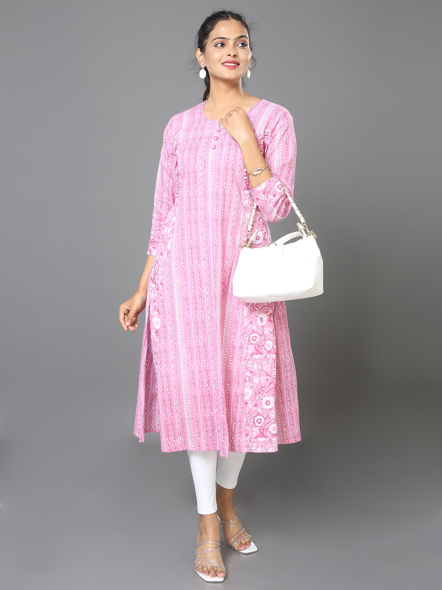Cotton Block Printed Princes Cut Long Kurta