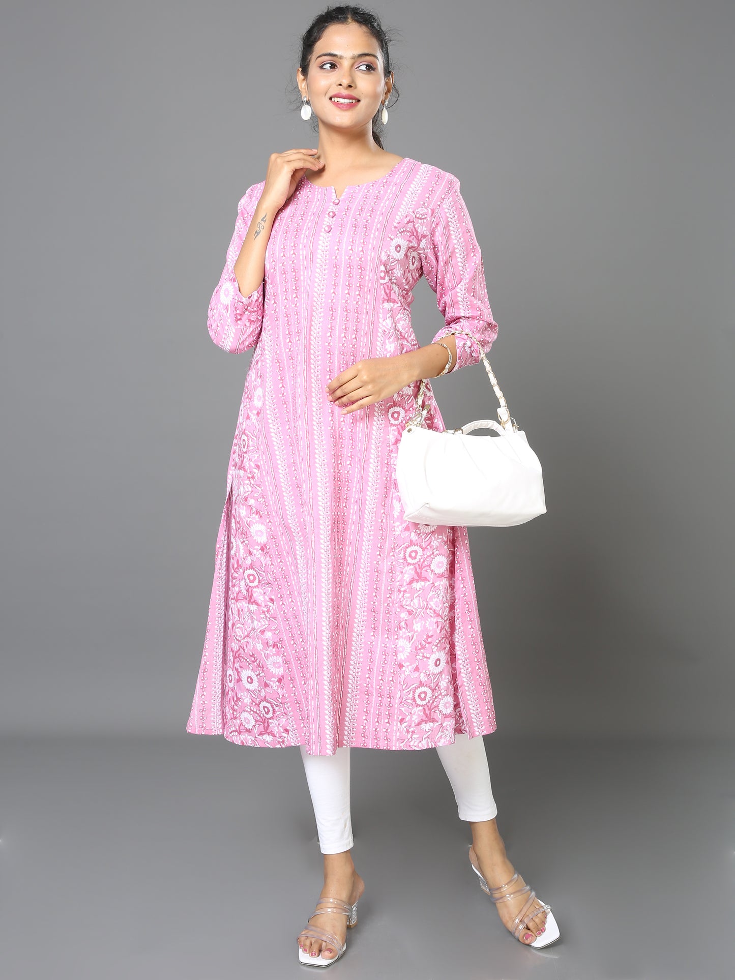 Cotton Block Printed Princes Cut Long Kurta