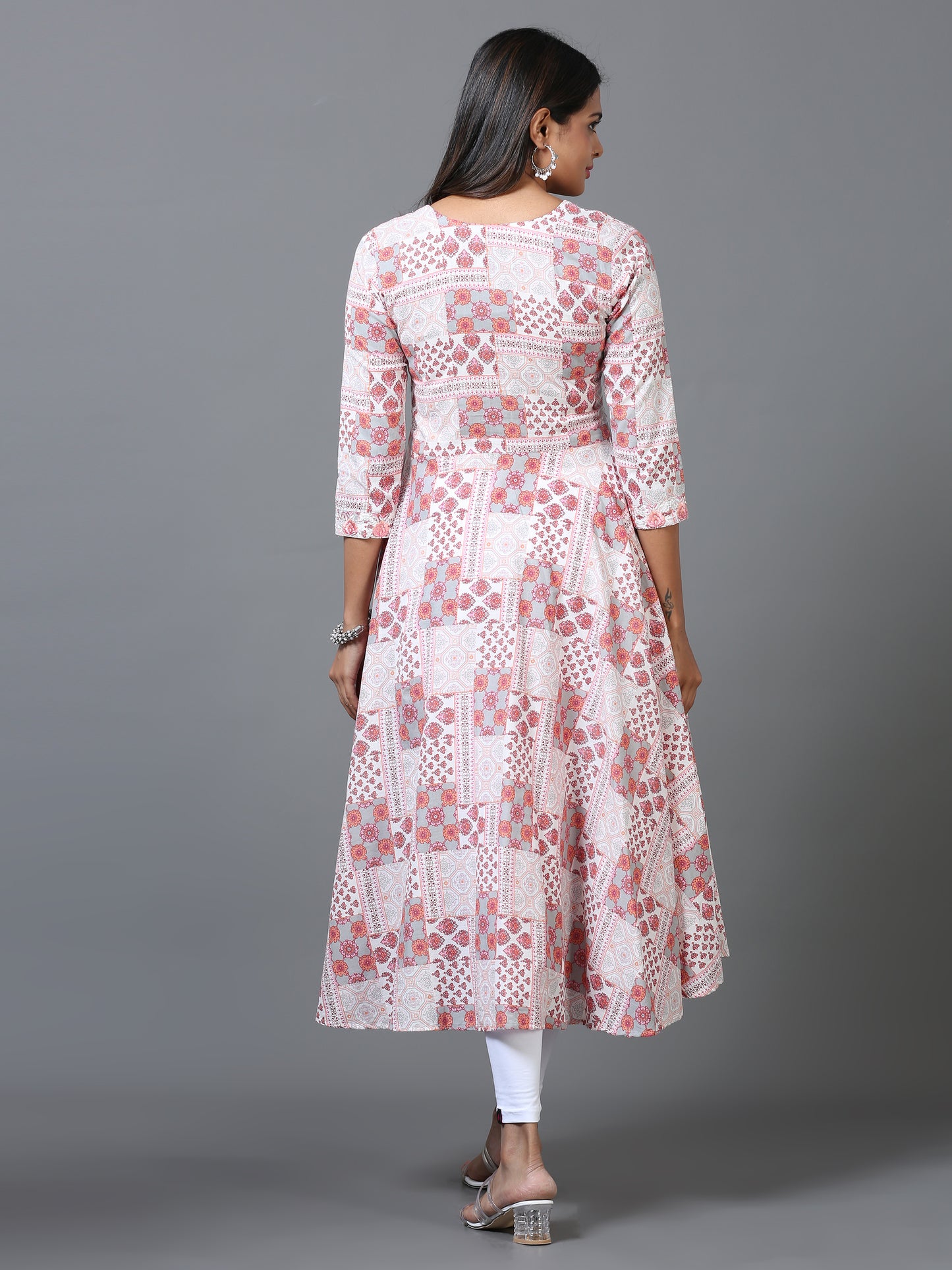 Cotton Embroidered Anarkali Flared Long Kurta