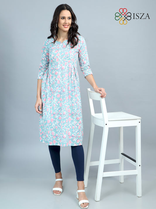 Cotton Block Printed Front Loop Kurta