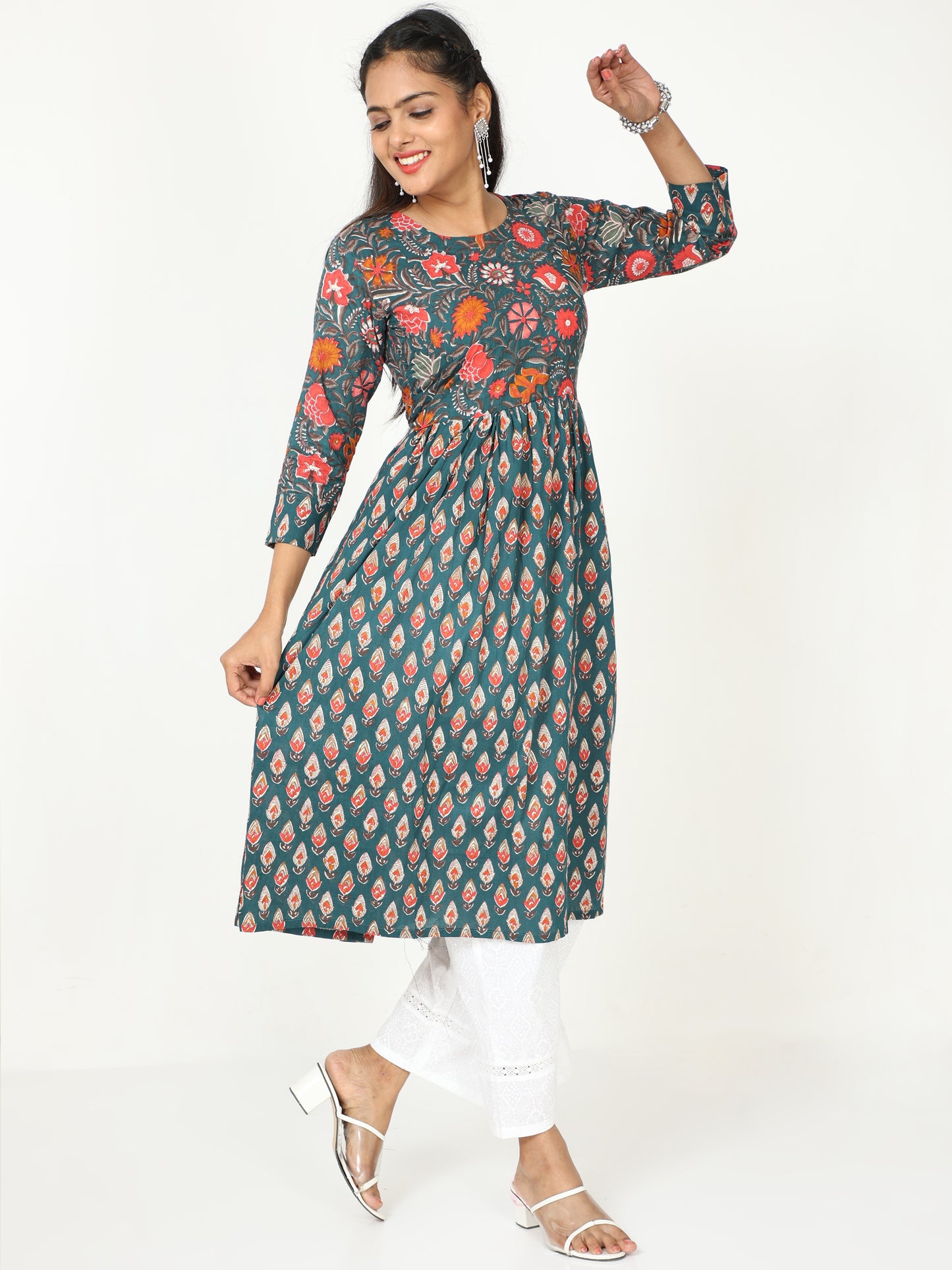 Cotton Block Printed Long Kurta