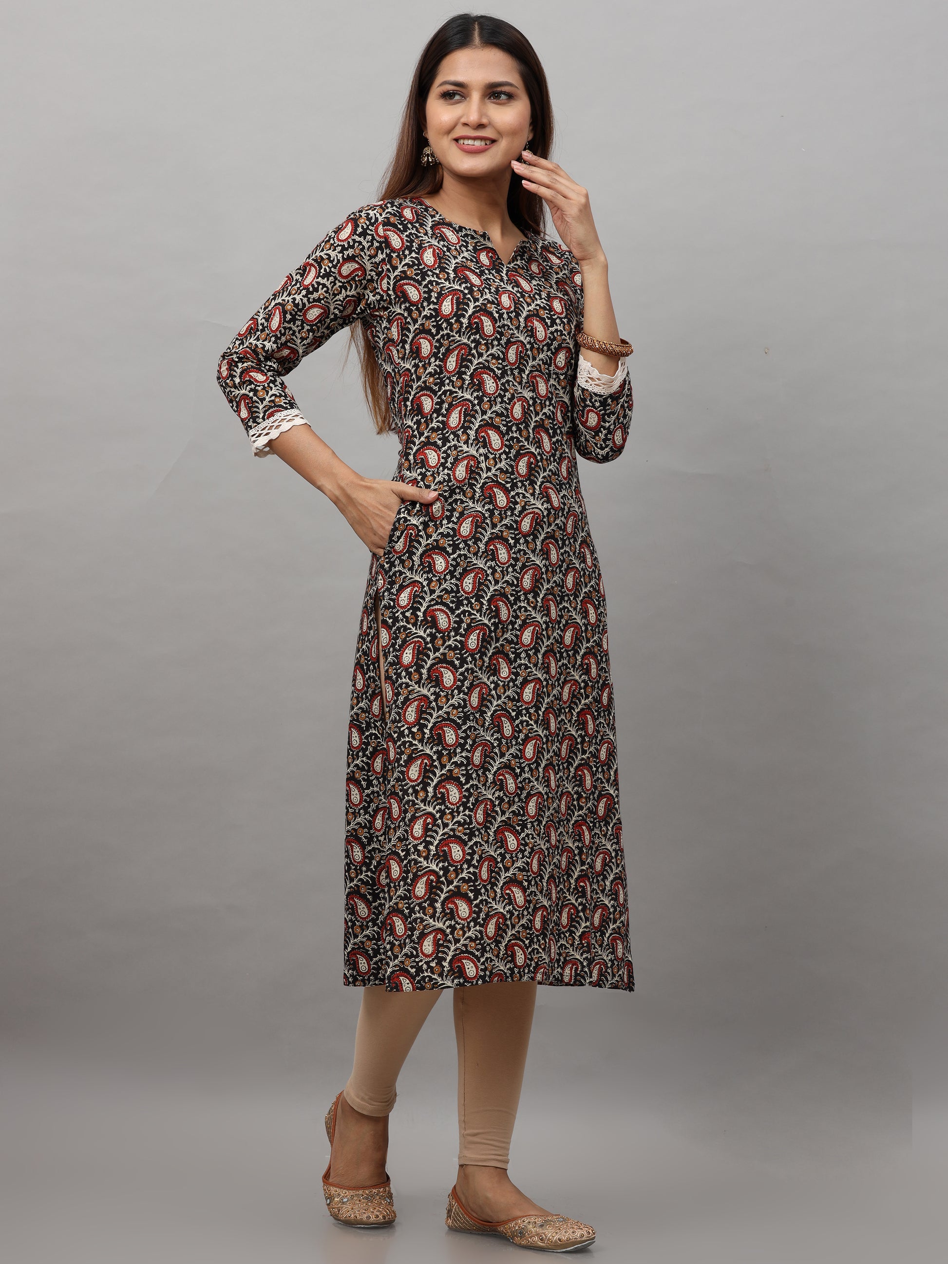 Cotton Ajrakh Block Printed Long Kurti