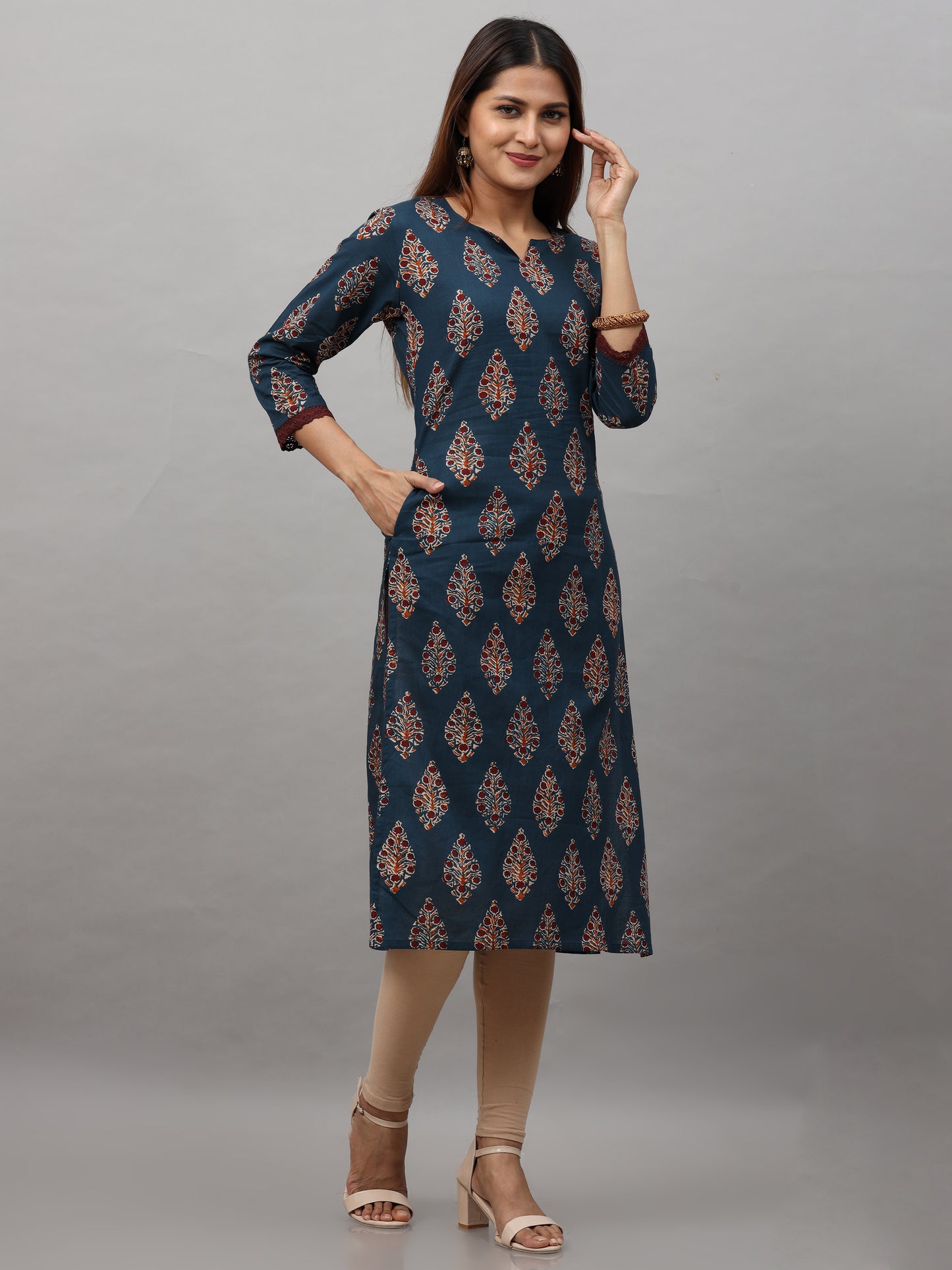 Cotton Block Printed Long Kurta