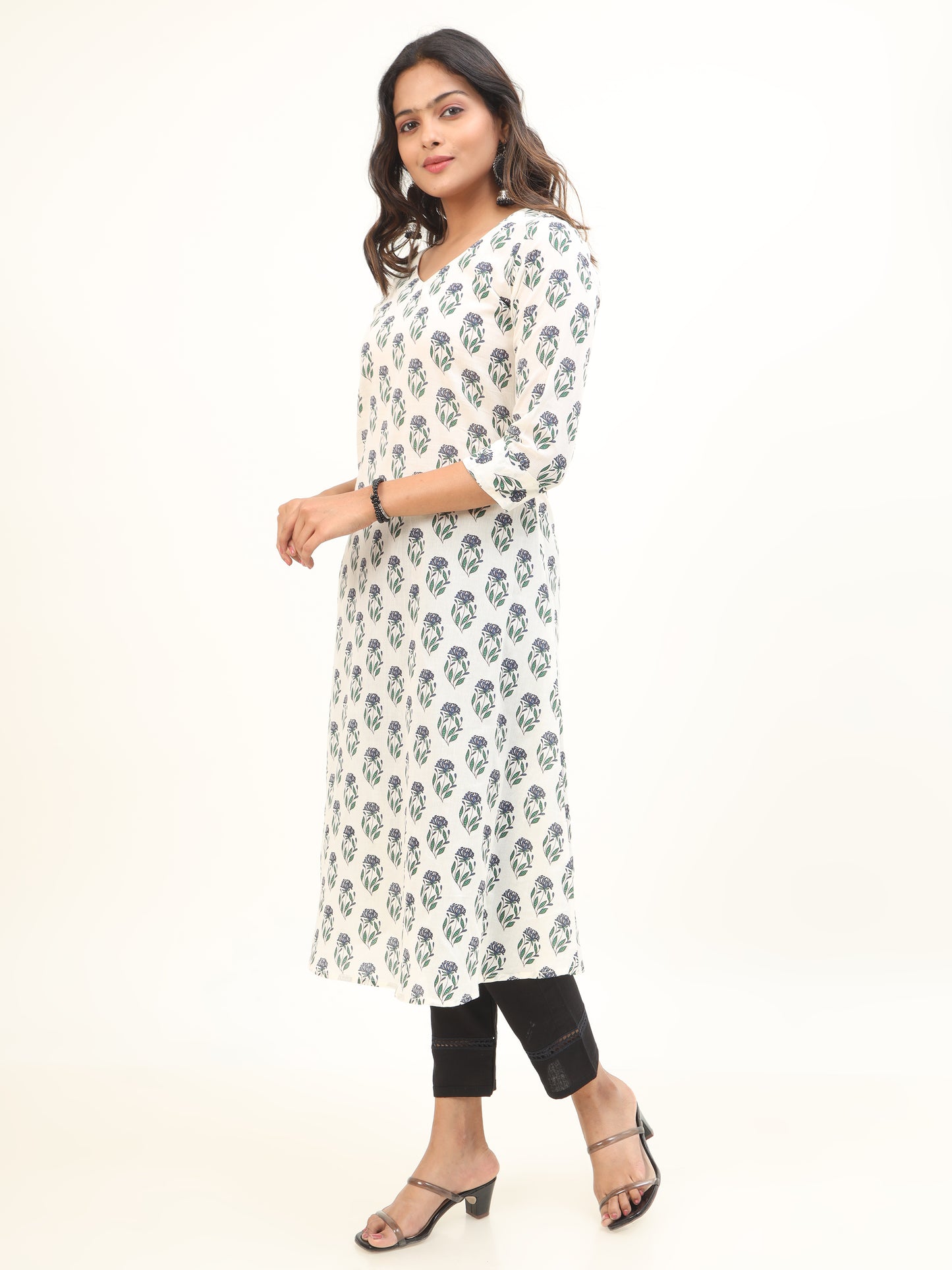 Cotton Block Printed A-Line Kurta