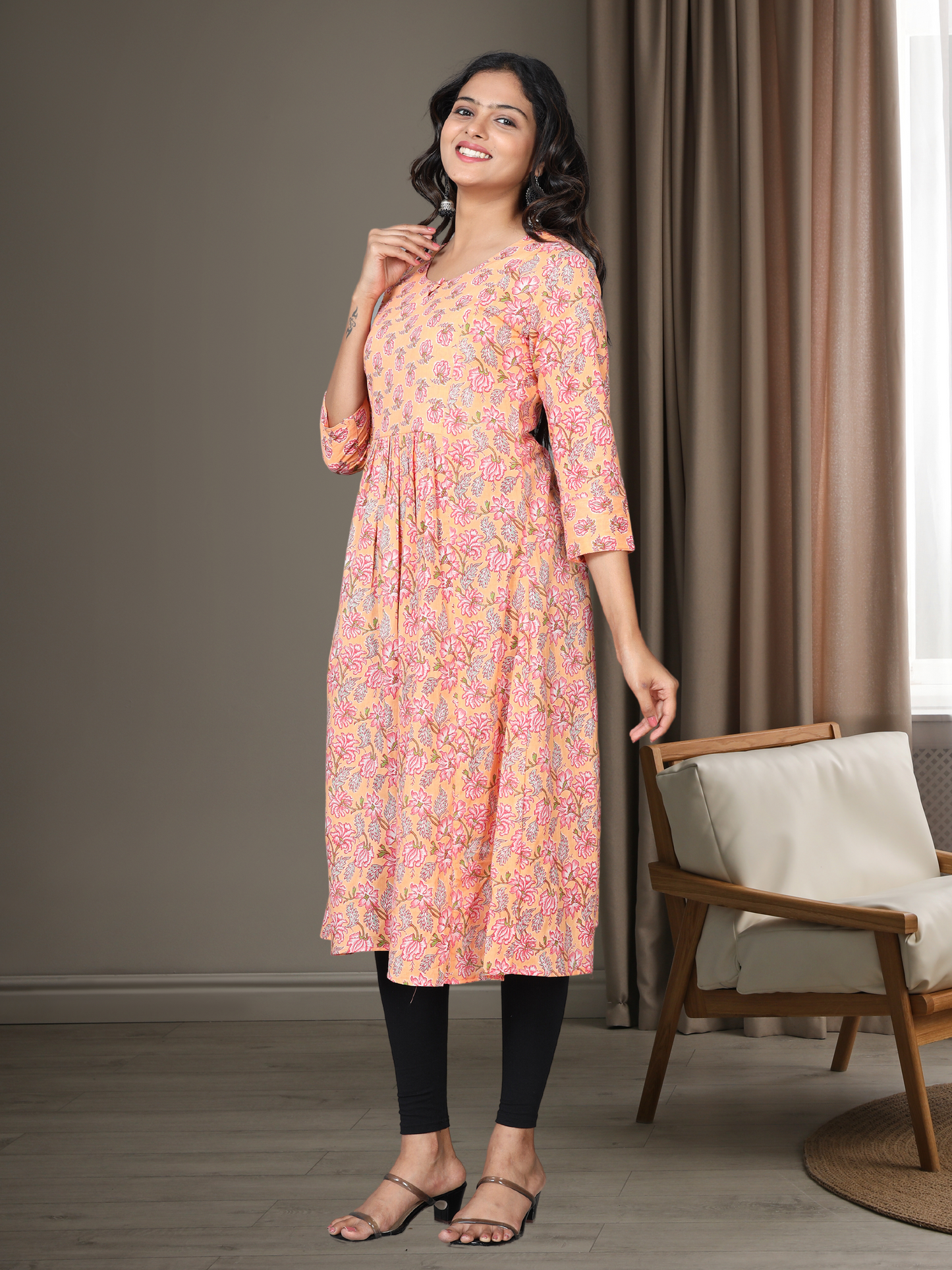 Cotton Block Printed Long Kurta