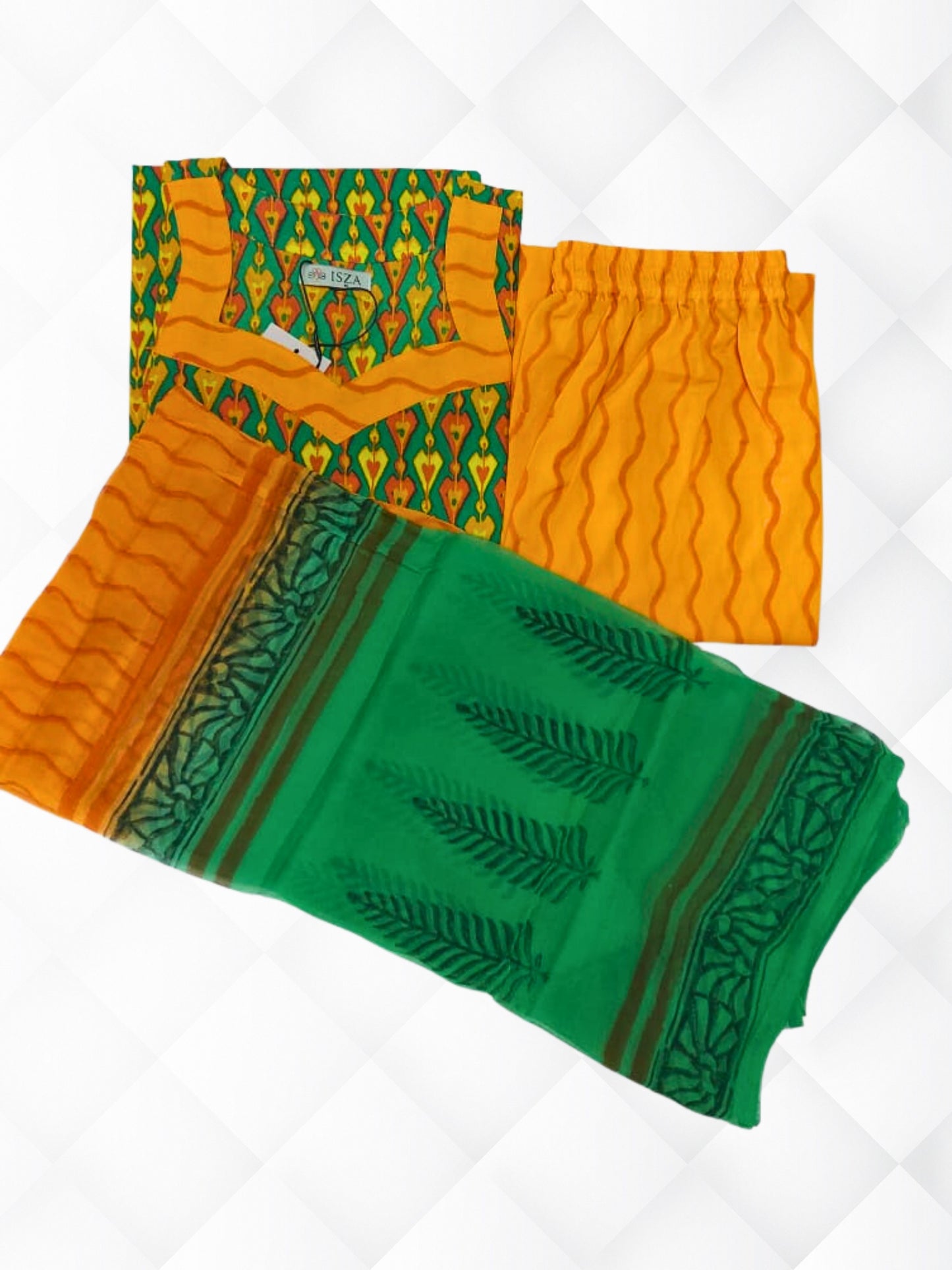 Cotton Block Printed Cotton Suit with Pure Chiffon Dupatta