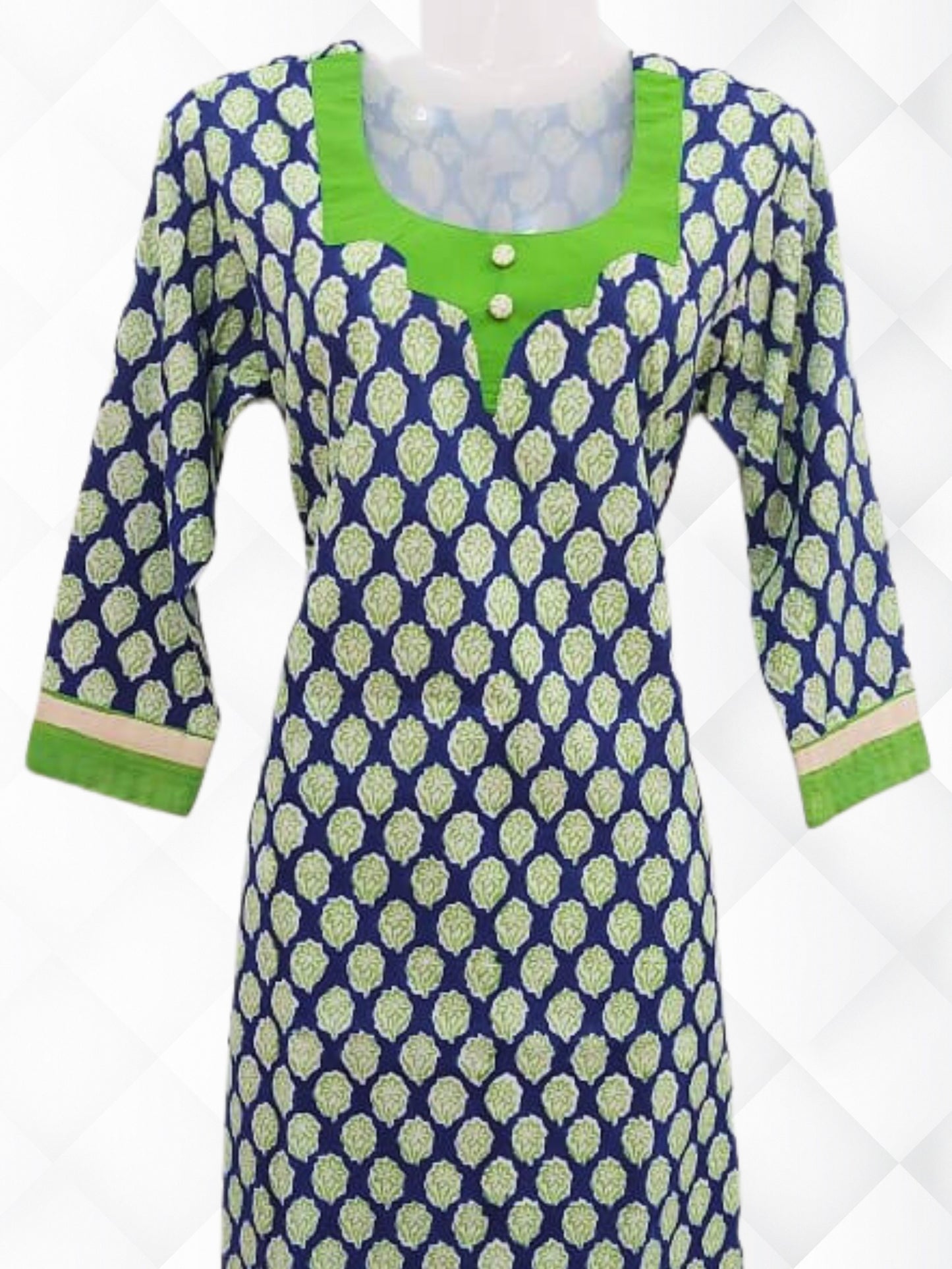 Cotton Block Printed Resham Border Suit Set