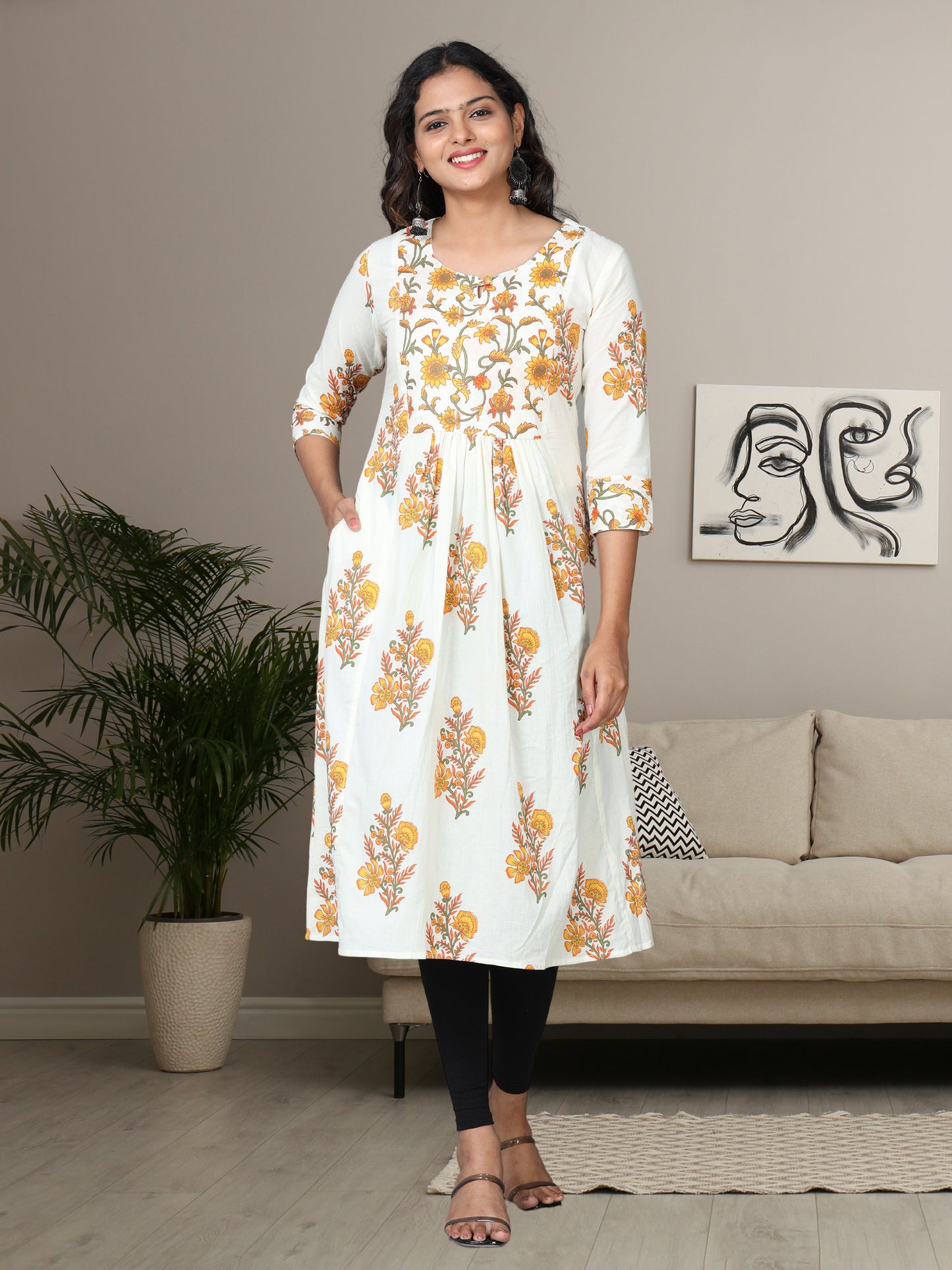 Cotton Block Printed Long Kurta