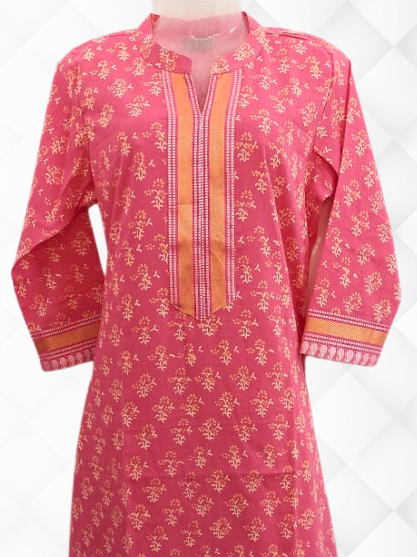 Cotton Block Printed Resham Border Suit Set