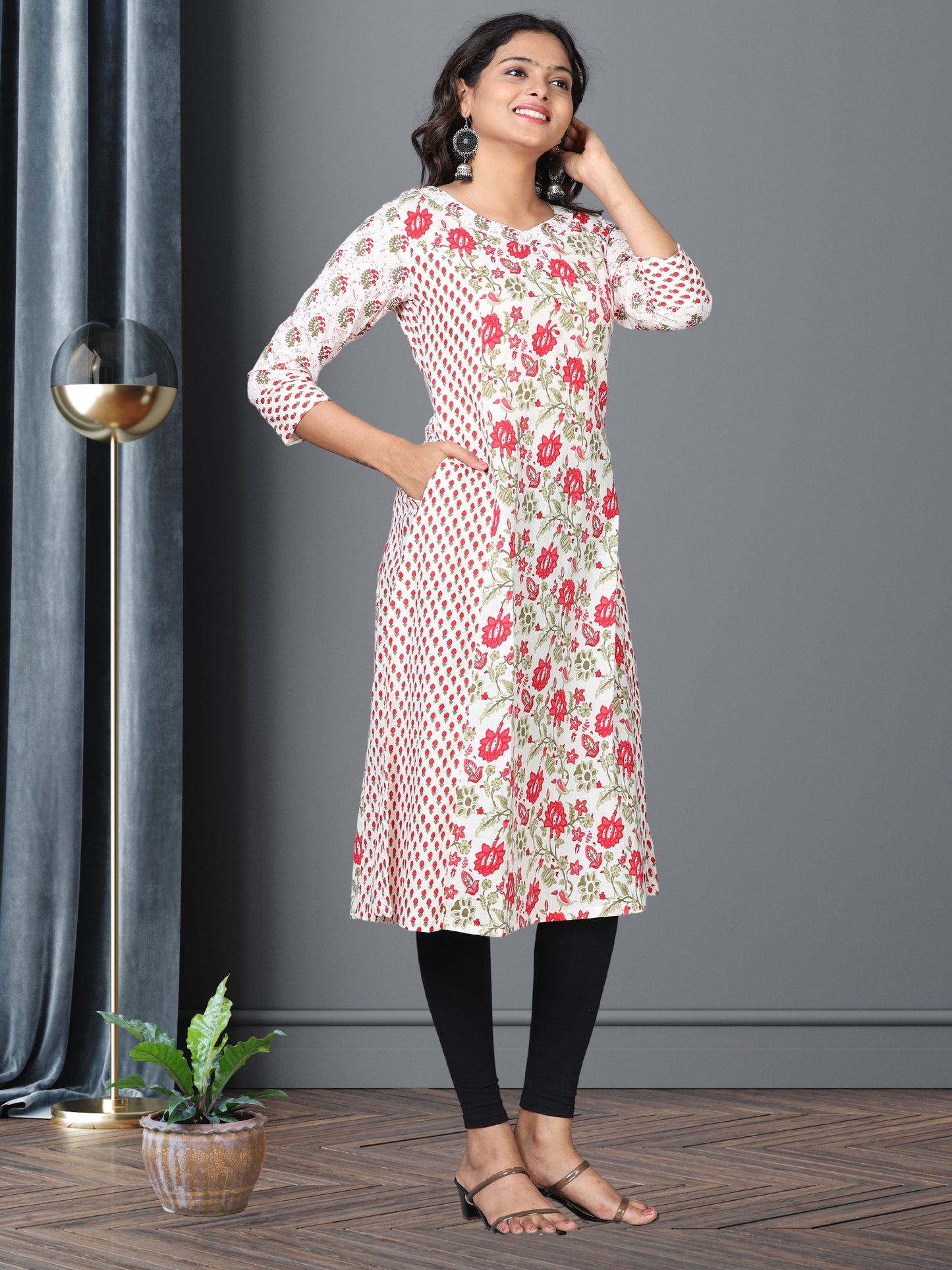 Cotton Block Printed Long Kurta