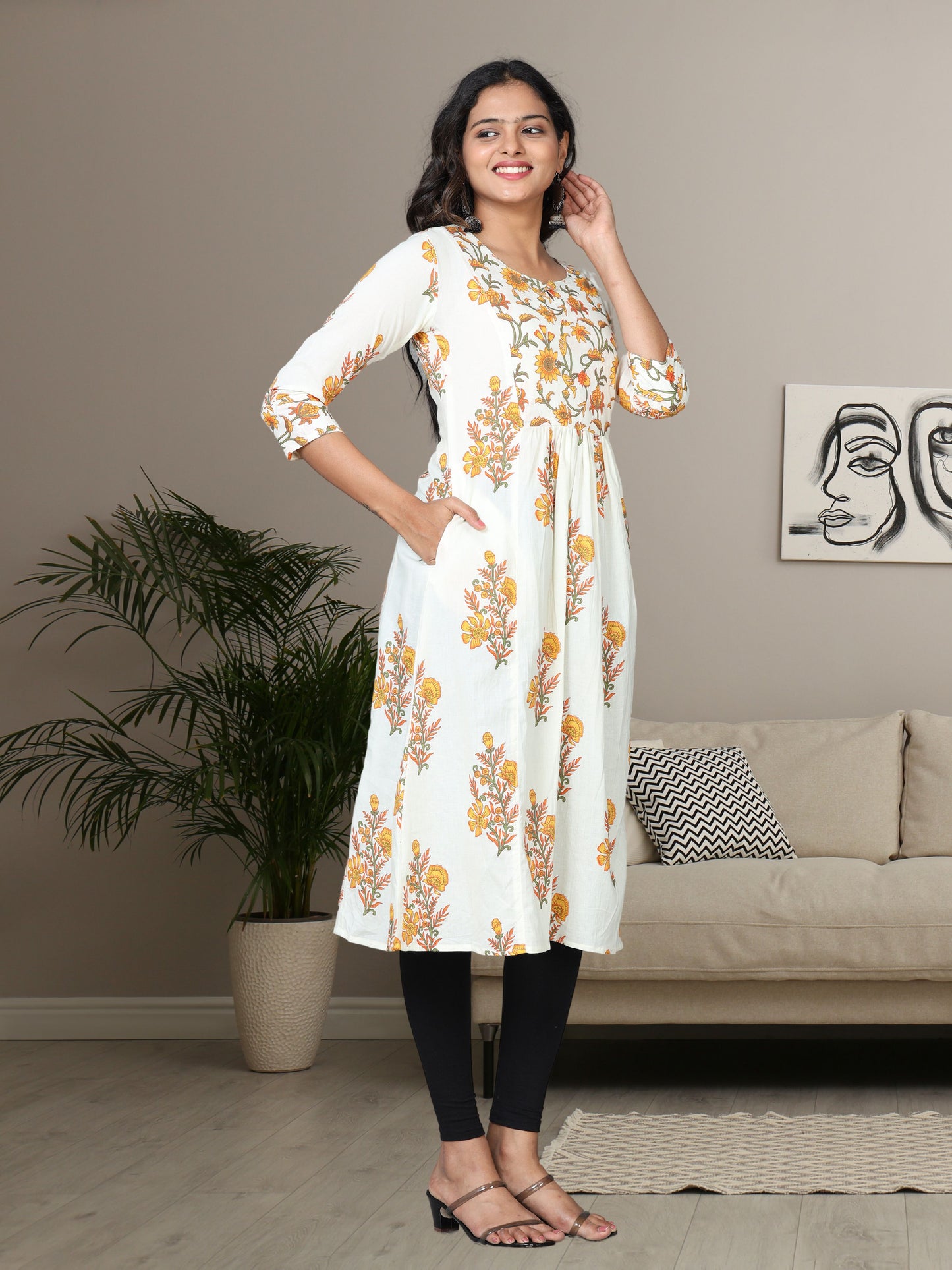 Cotton Block Printed Long Kurta