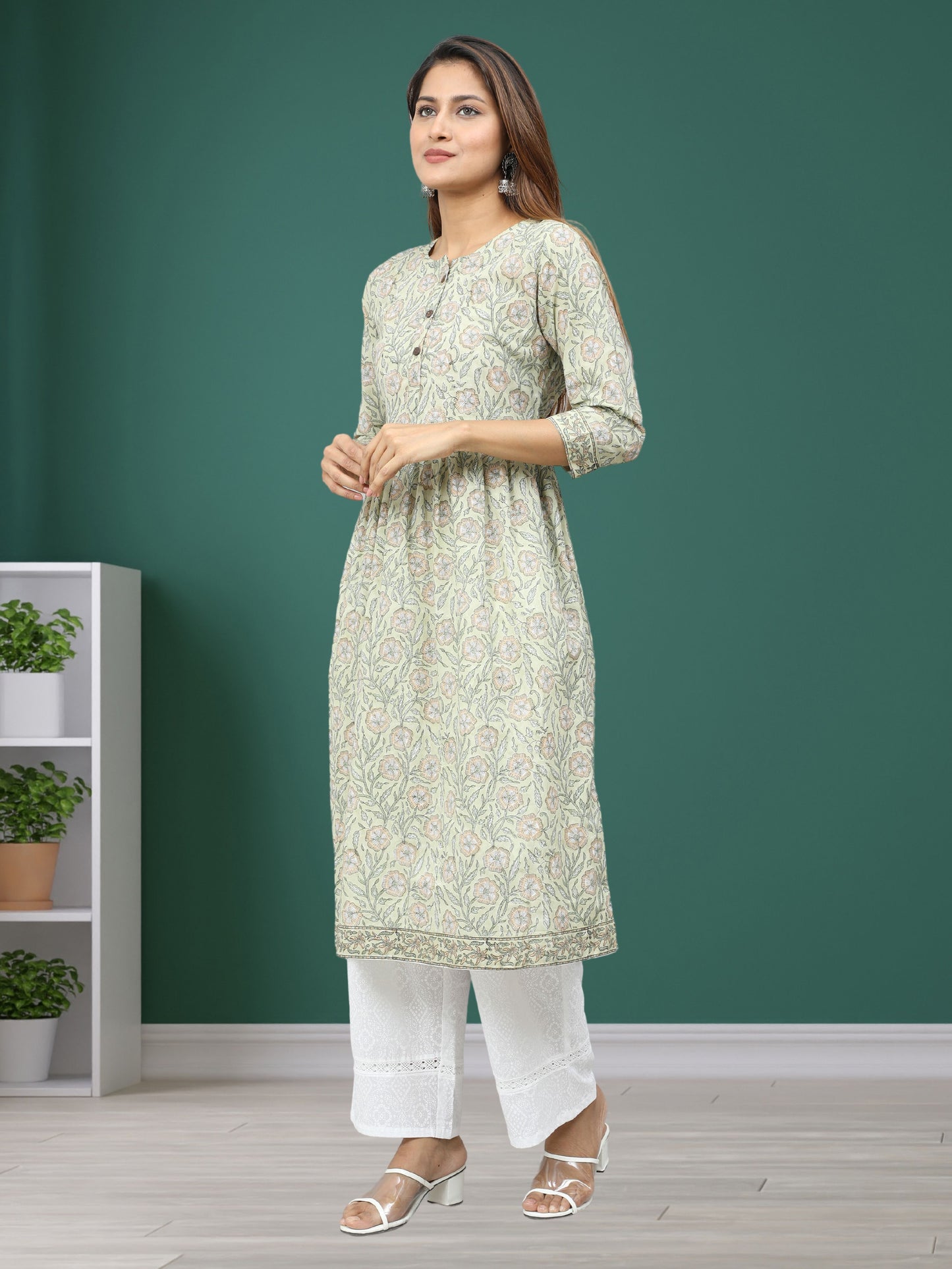Cotton Mughal Block Printed Long Kurta