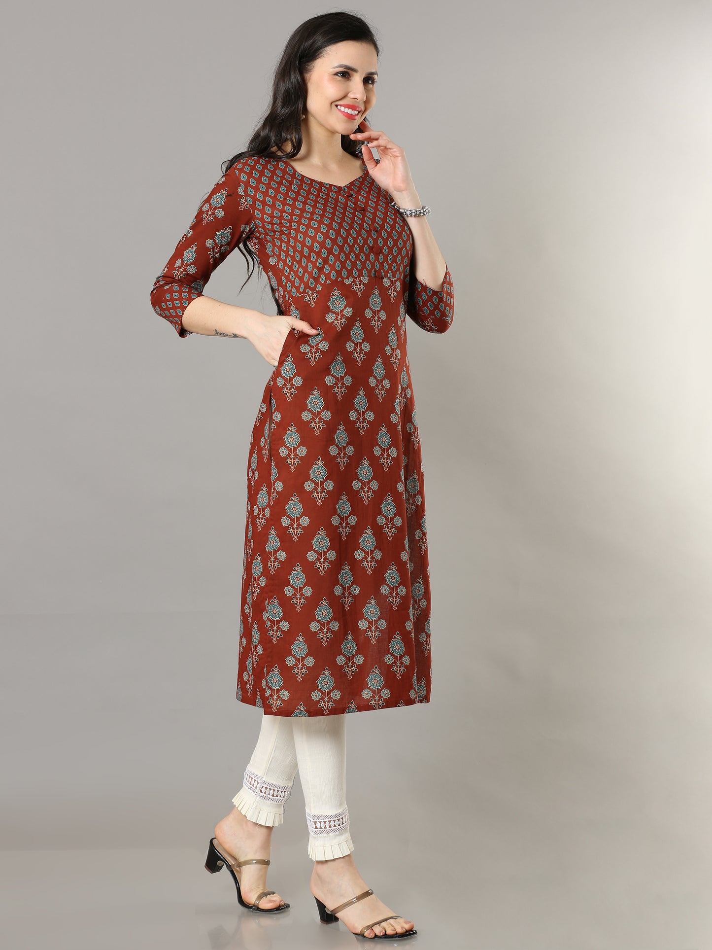 Cotton Block Printed Long Kurta