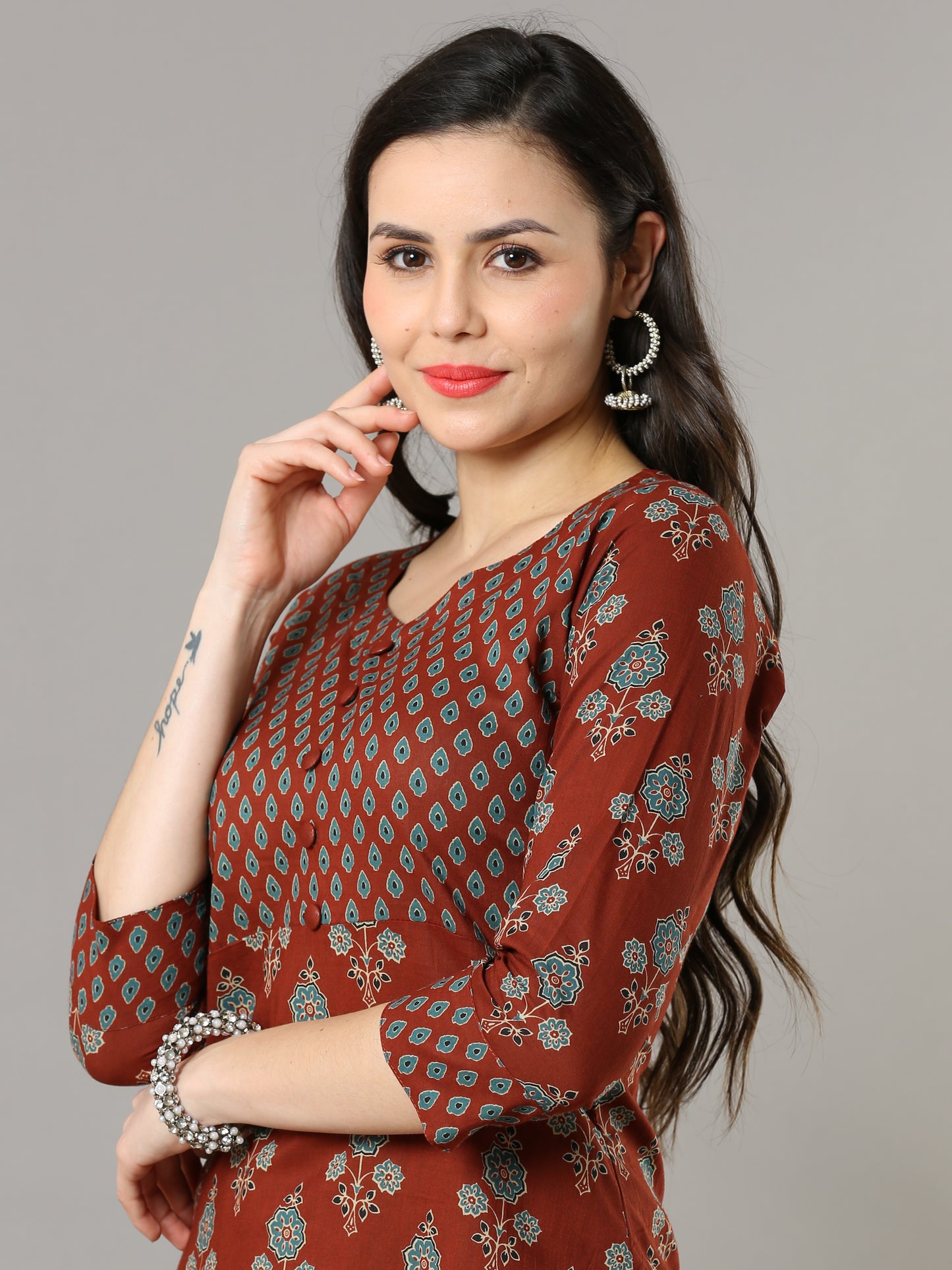 Cotton Block Printed Long Kurta