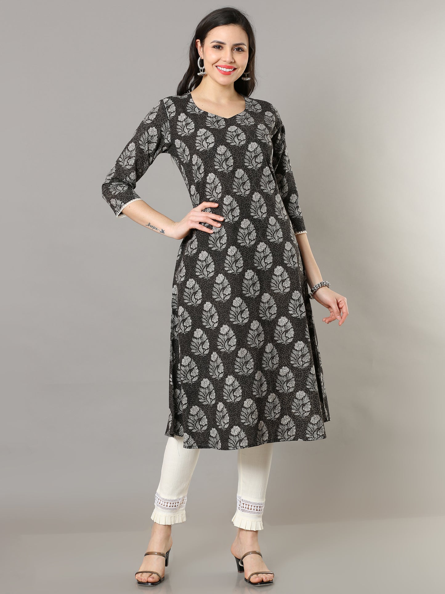 Cotton Block Printed A-Line Long Kurta