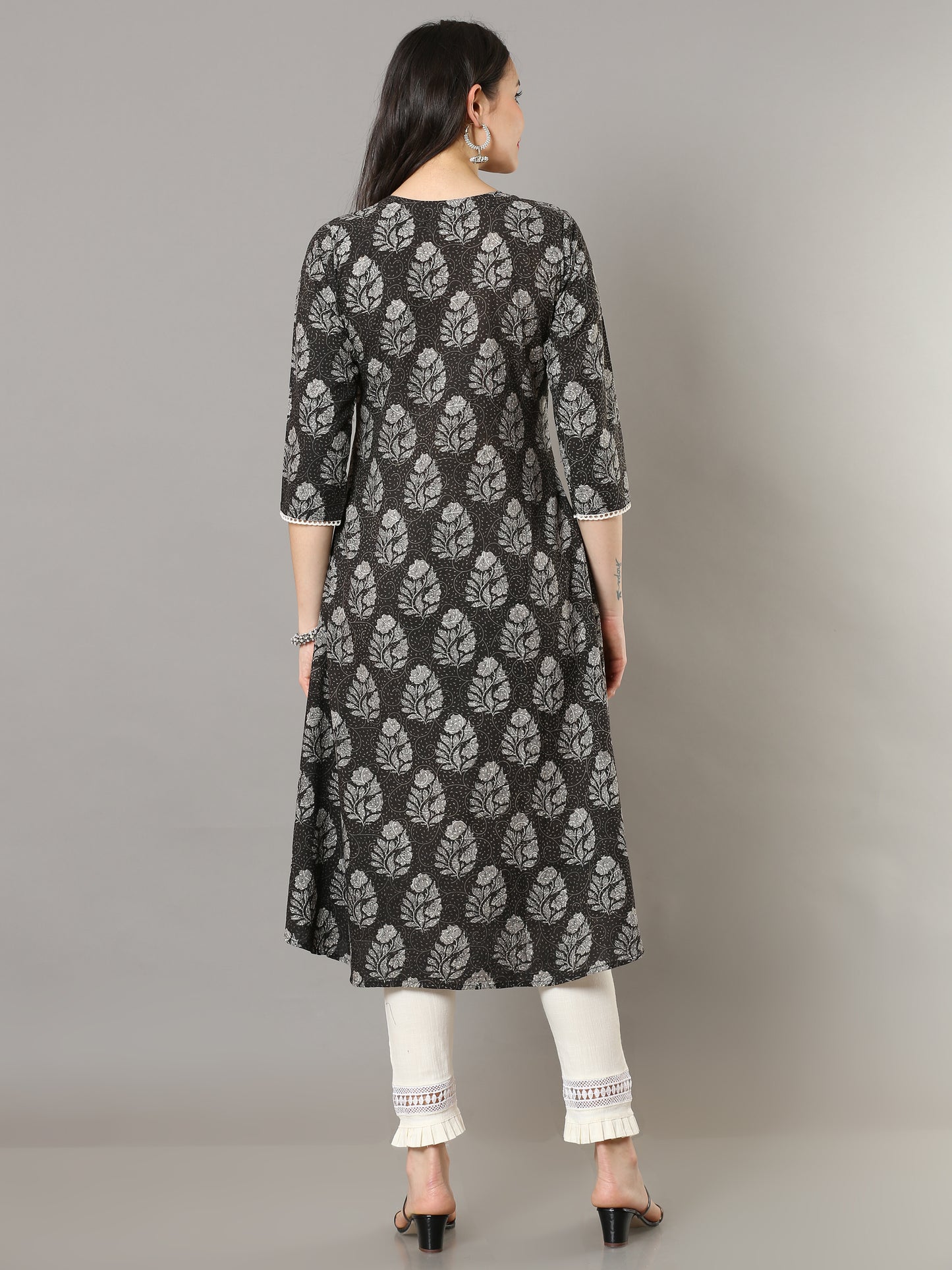 Cotton Block Printed A-Line Long Kurta