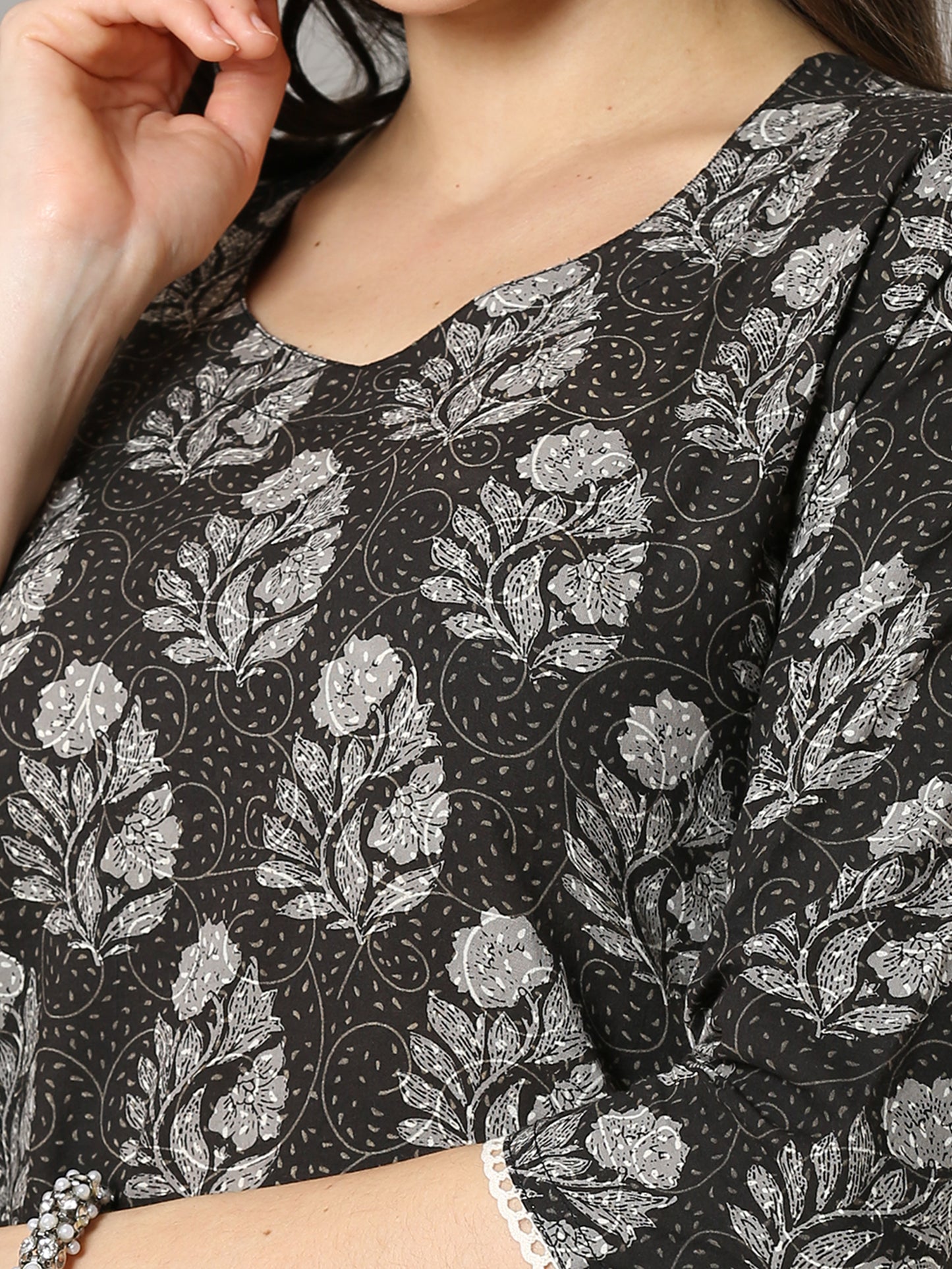 Cotton Block Printed A-Line Long Kurta