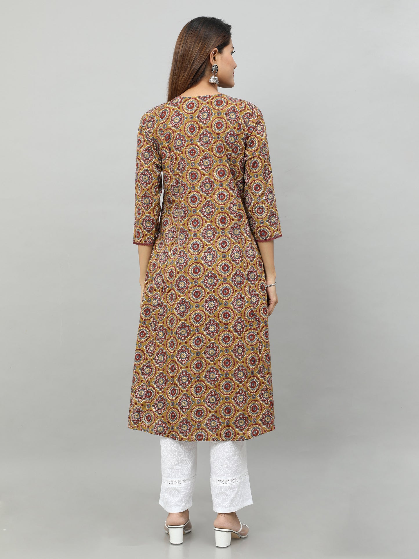 Cotton Block Printed Embroidered Long Kurta