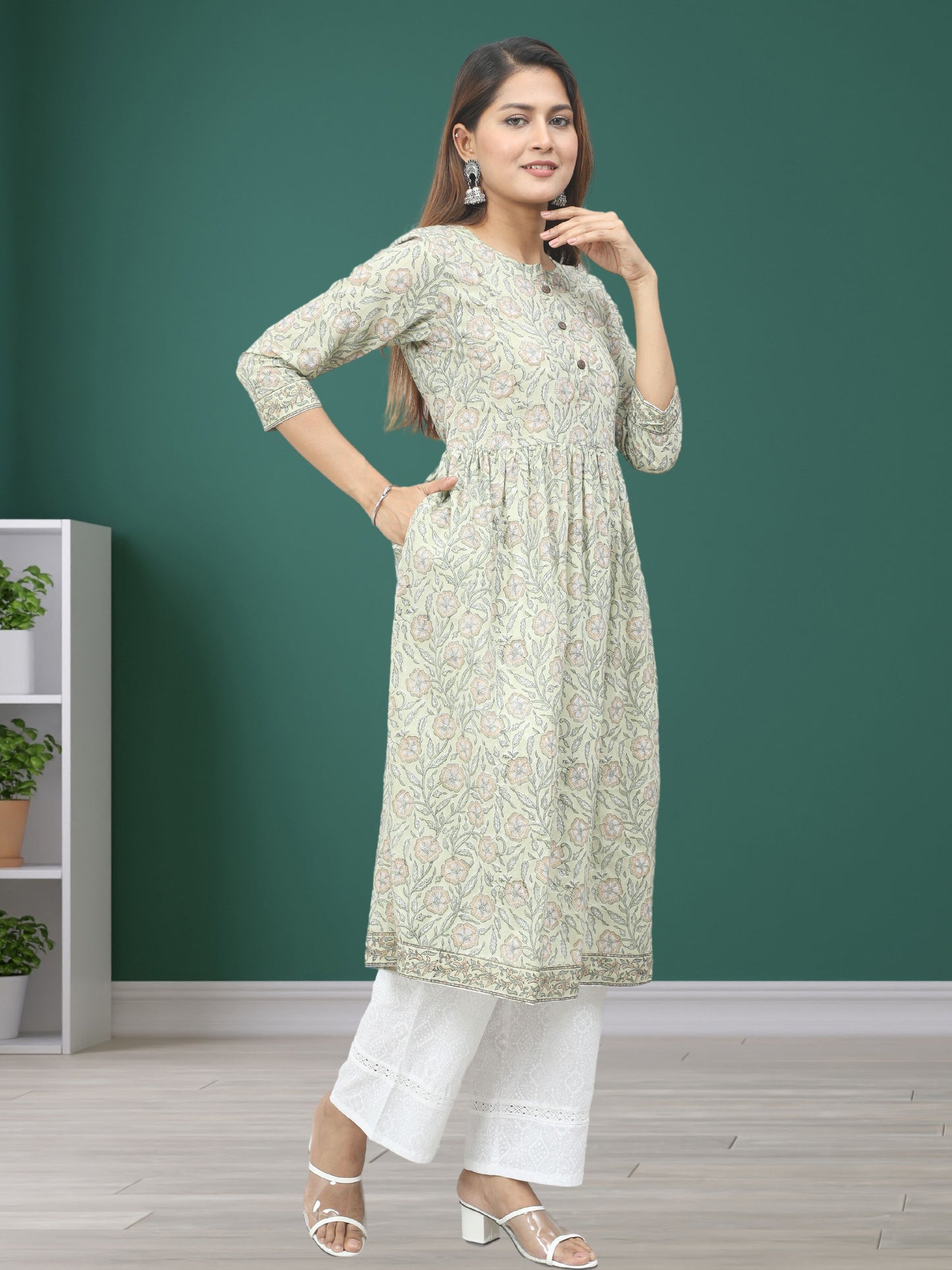 Cotton Mughal Block Printed Long Kurta
