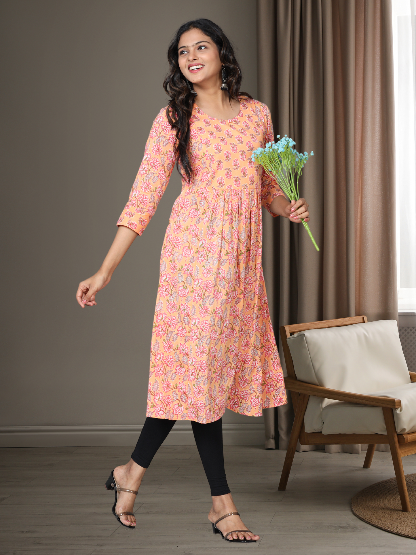 Cotton Block Printed Long Kurta
