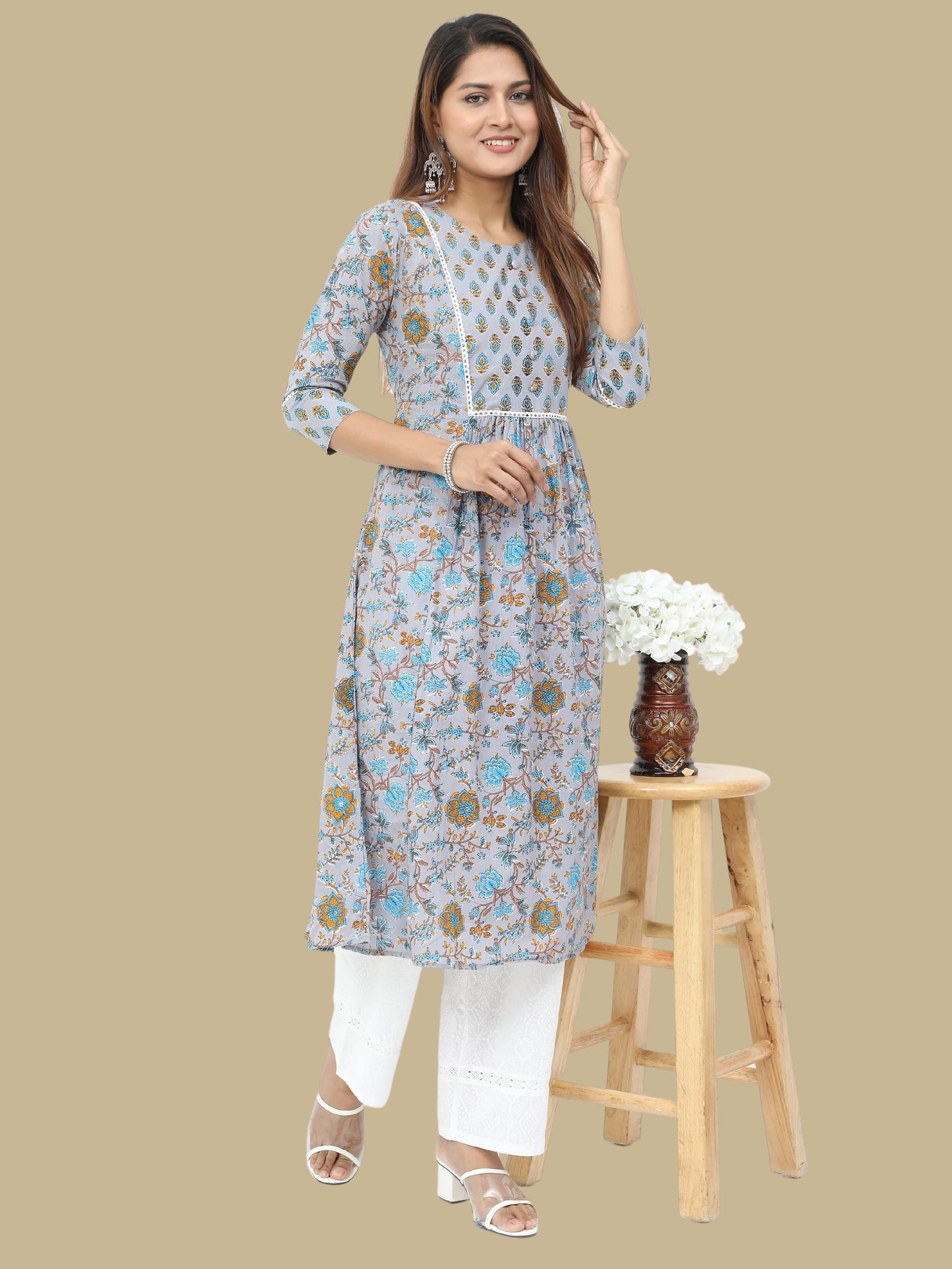 Cotton Block Printed Long Kurta
