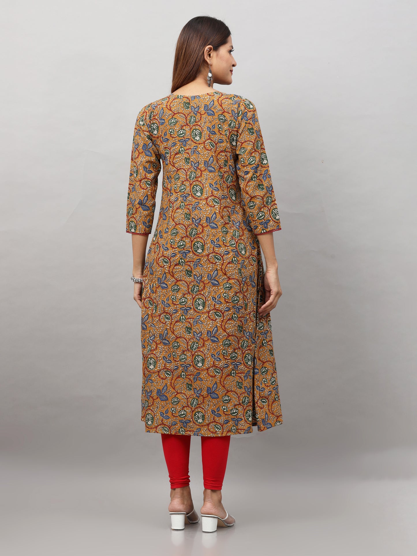 Cotton Bagru Embroidered Long Kurta