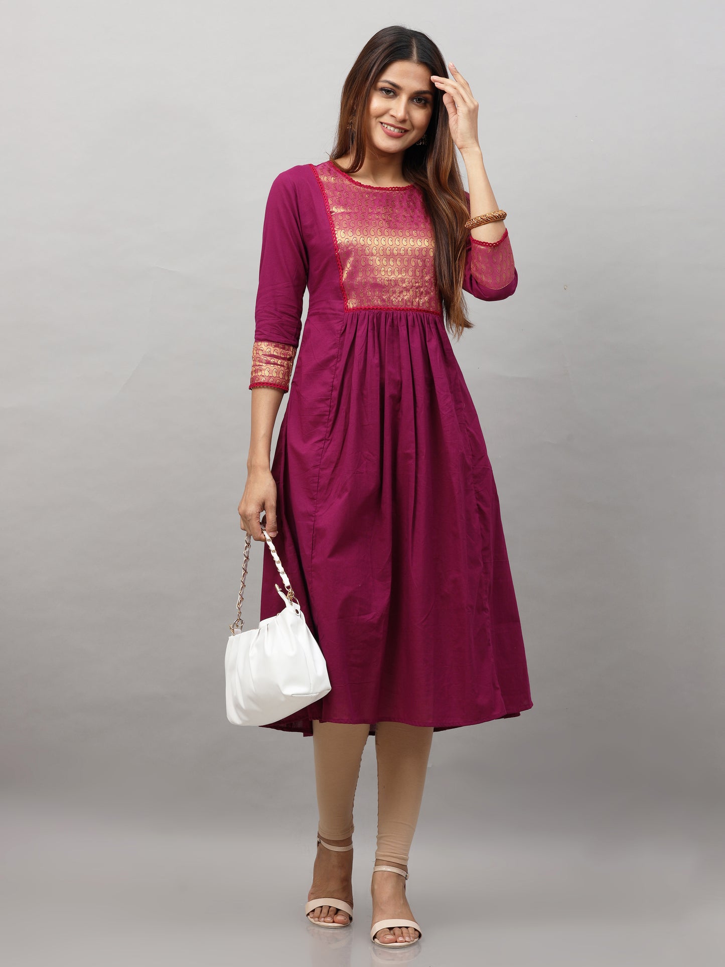 Cotton Jacquard Designed Long Kurta