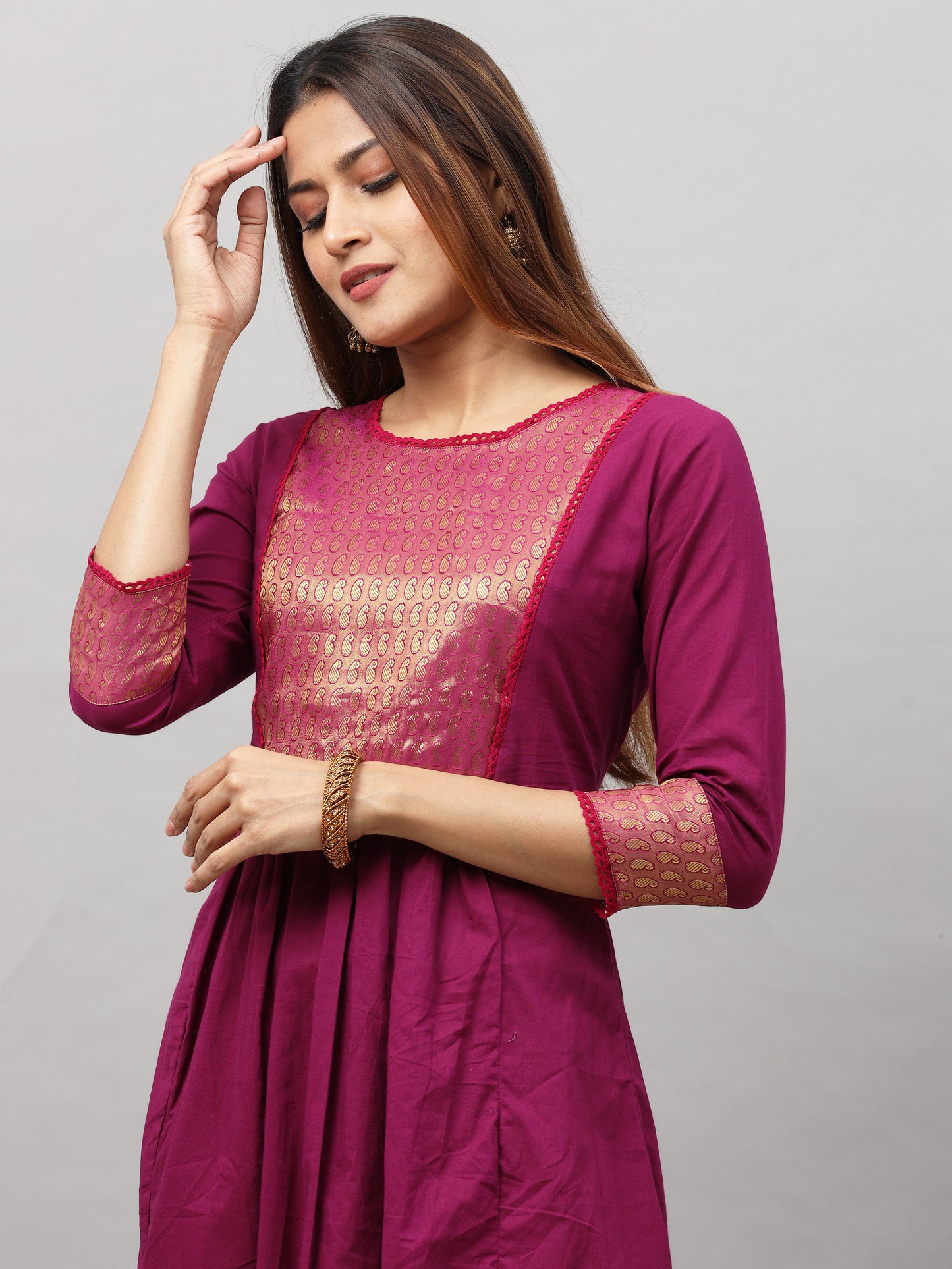 Cotton Jacquard Designed Long Kurta