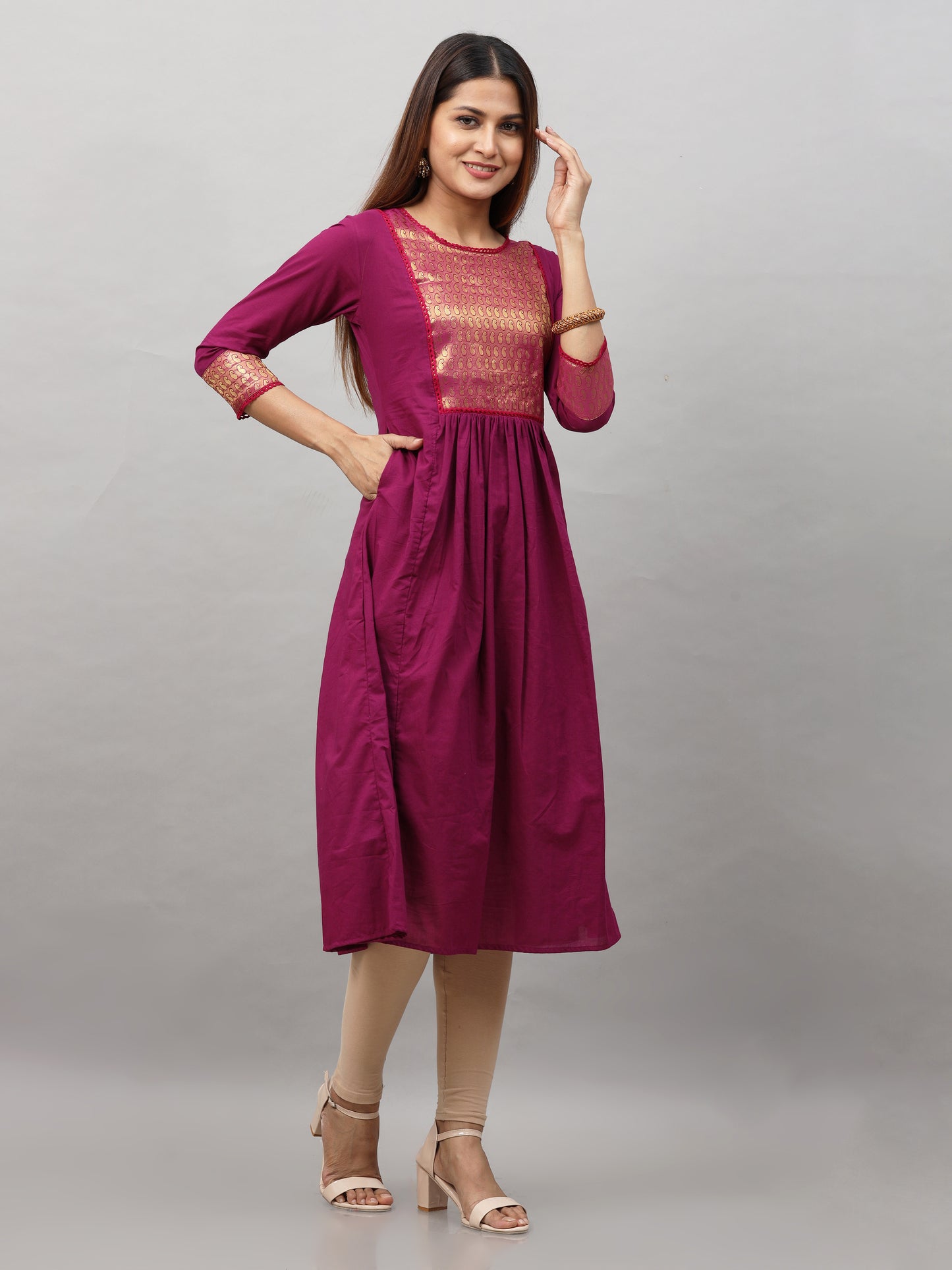 Cotton Jacquard Designed Long Kurta