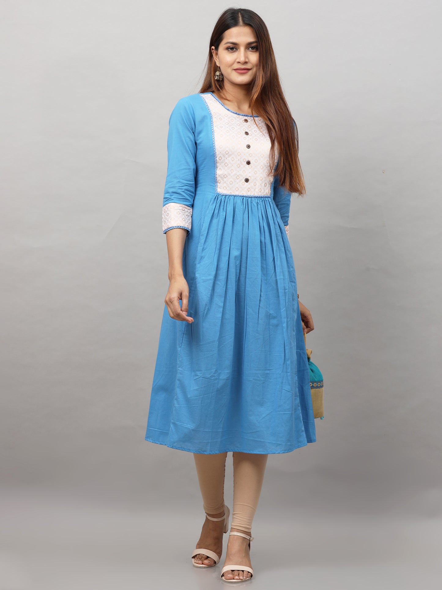 Cotton Jacquard Designed Long Kurta