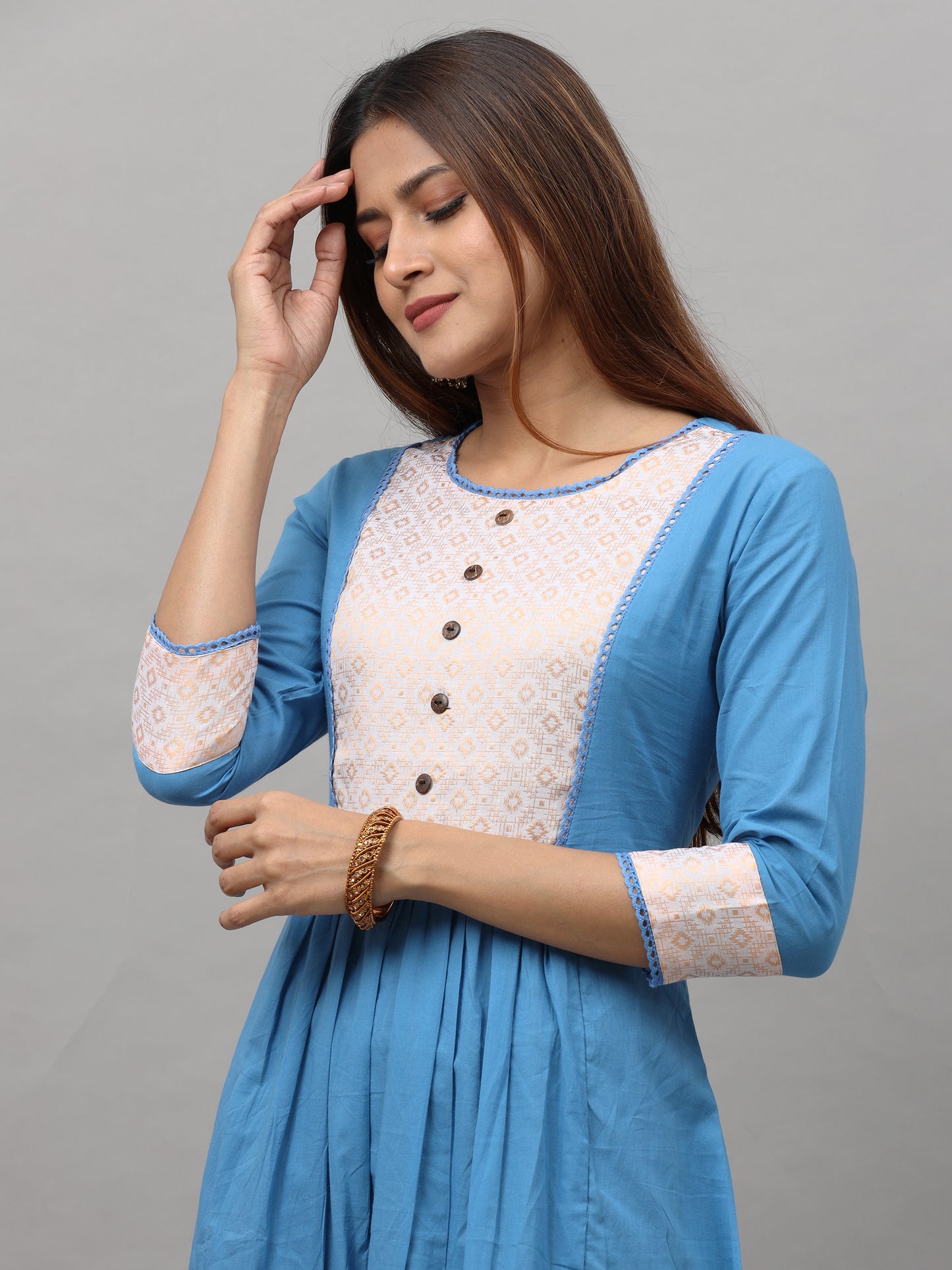 Cotton Jacquard Designed Long Kurta