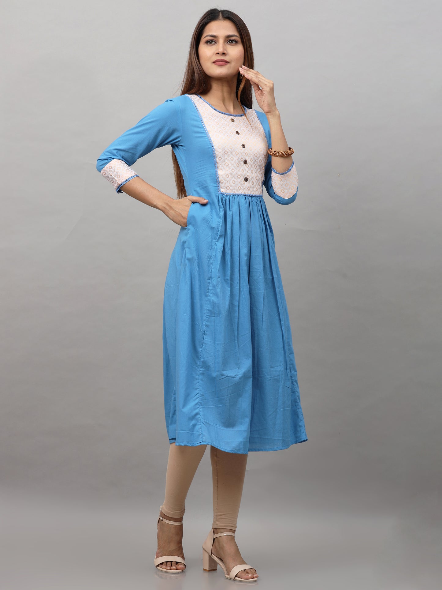 Cotton Jacquard Designed Long Kurta