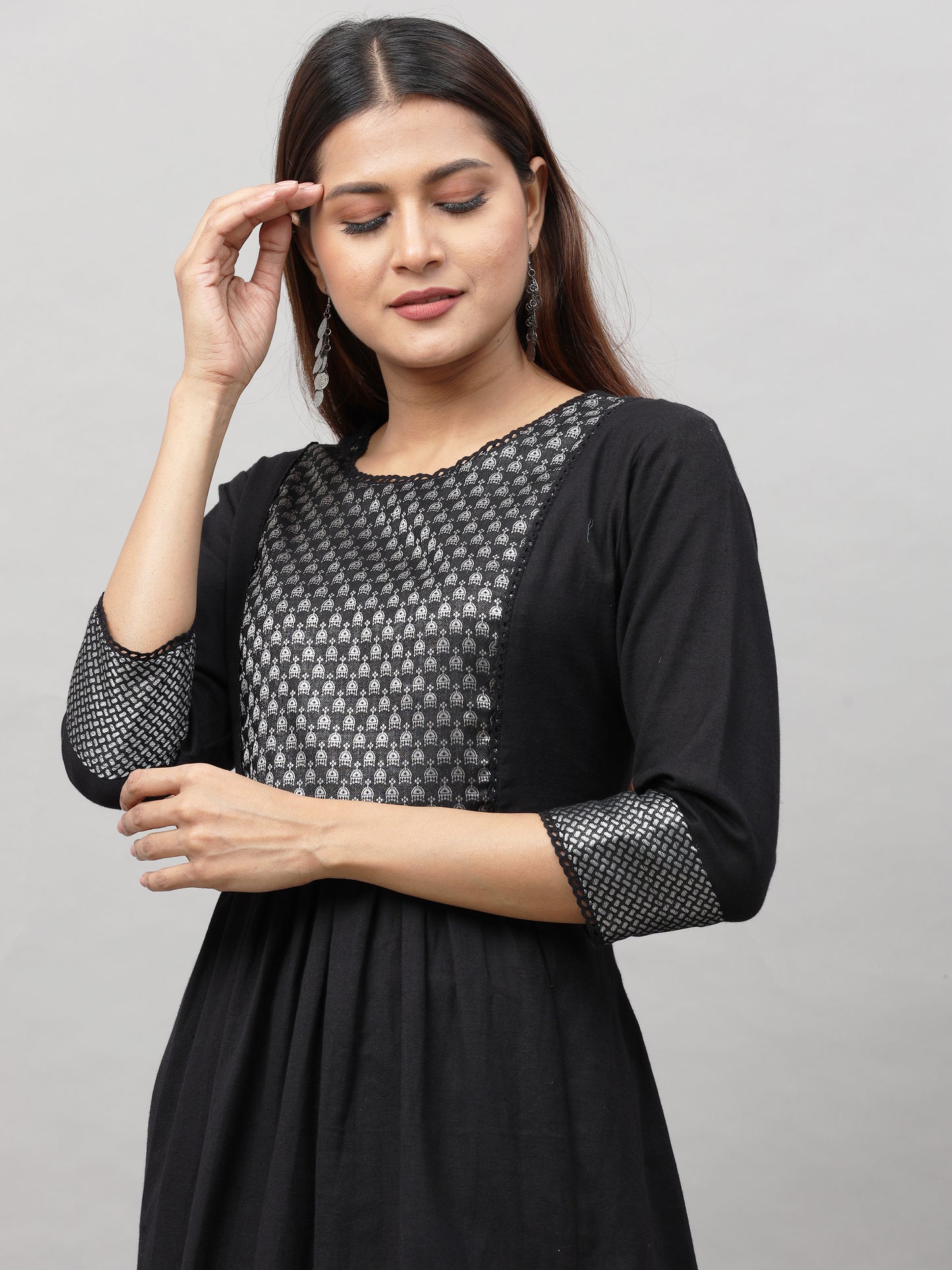 Cotton Jacquard Designed Long Kurta