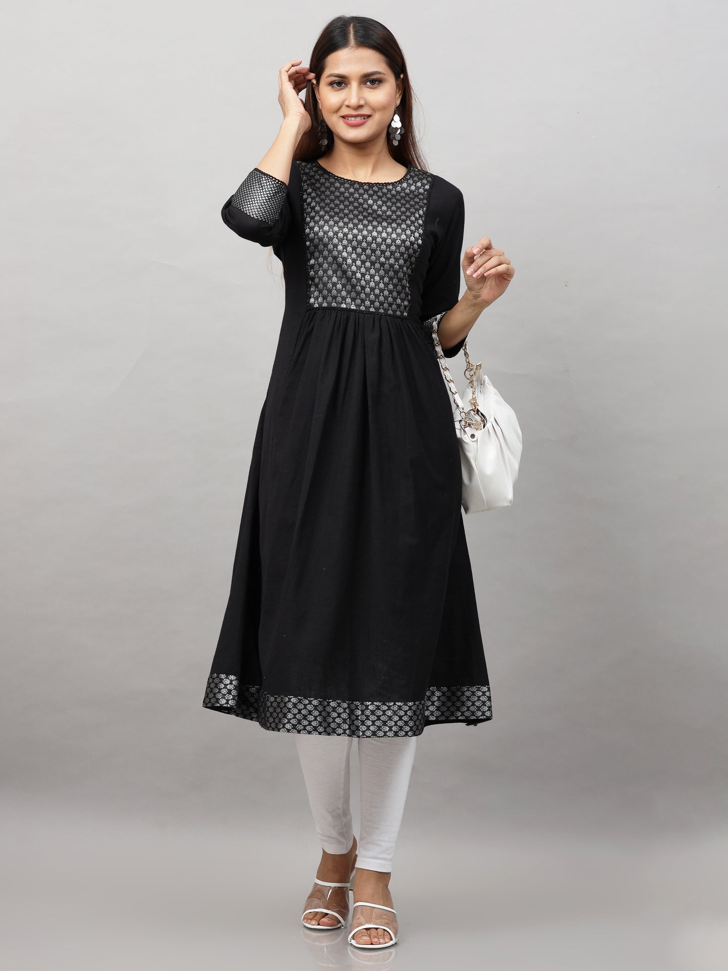 Cotton Jacquard Designed Long Kurta