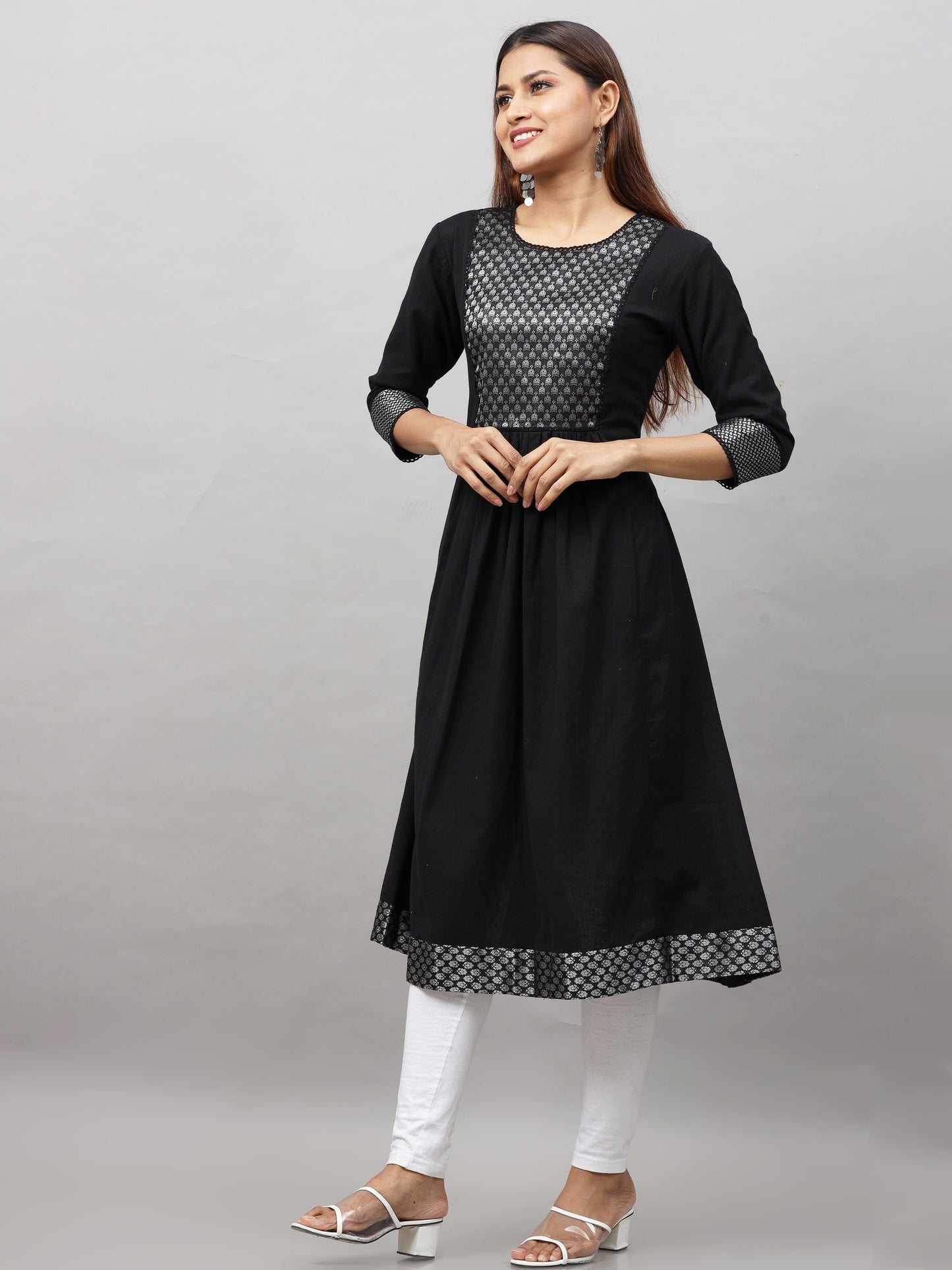 Cotton Jacquard Designed Long Kurta