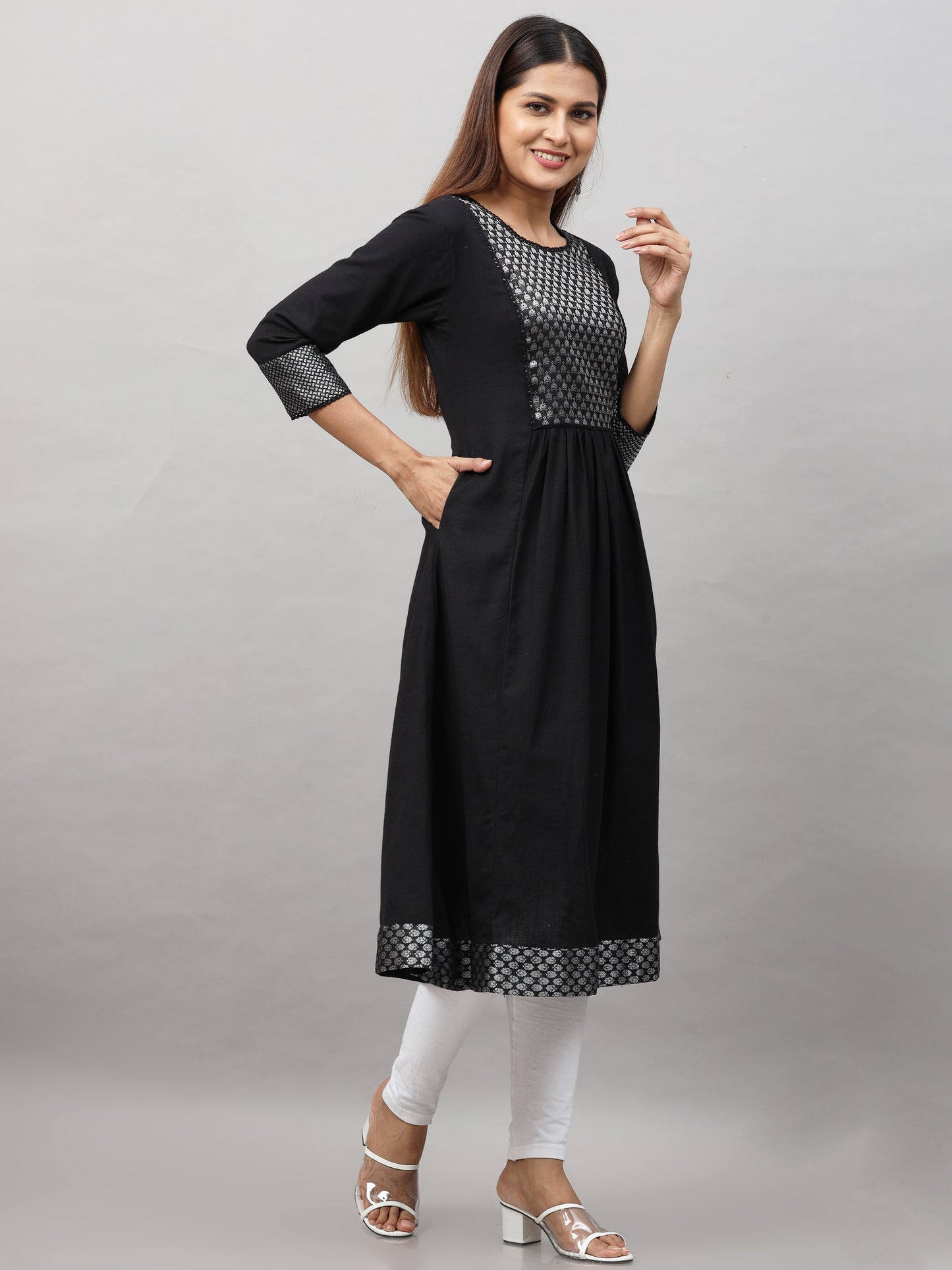 Cotton Jacquard Designed Long Kurta