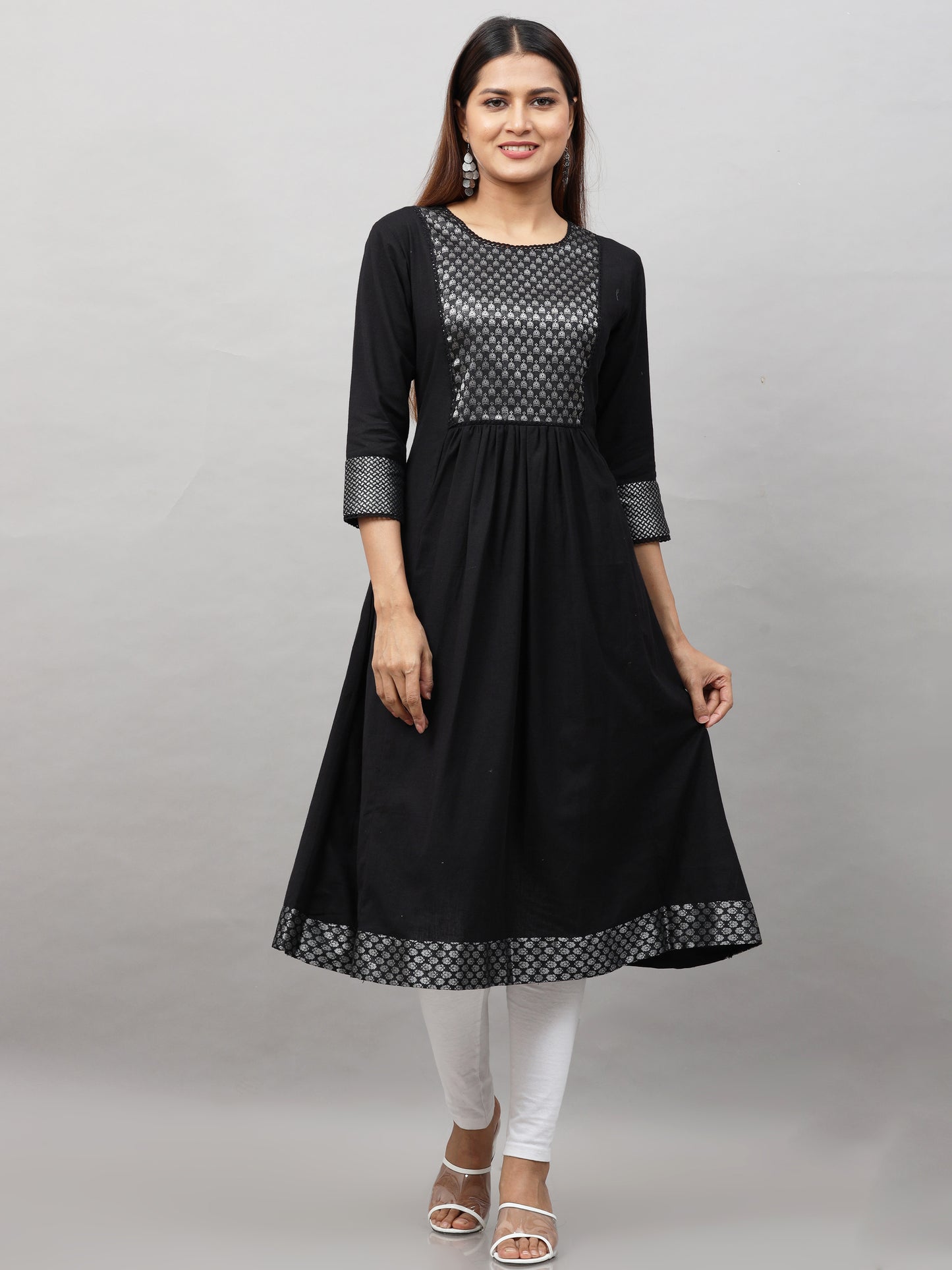 Cotton Jacquard Designed Long Kurta