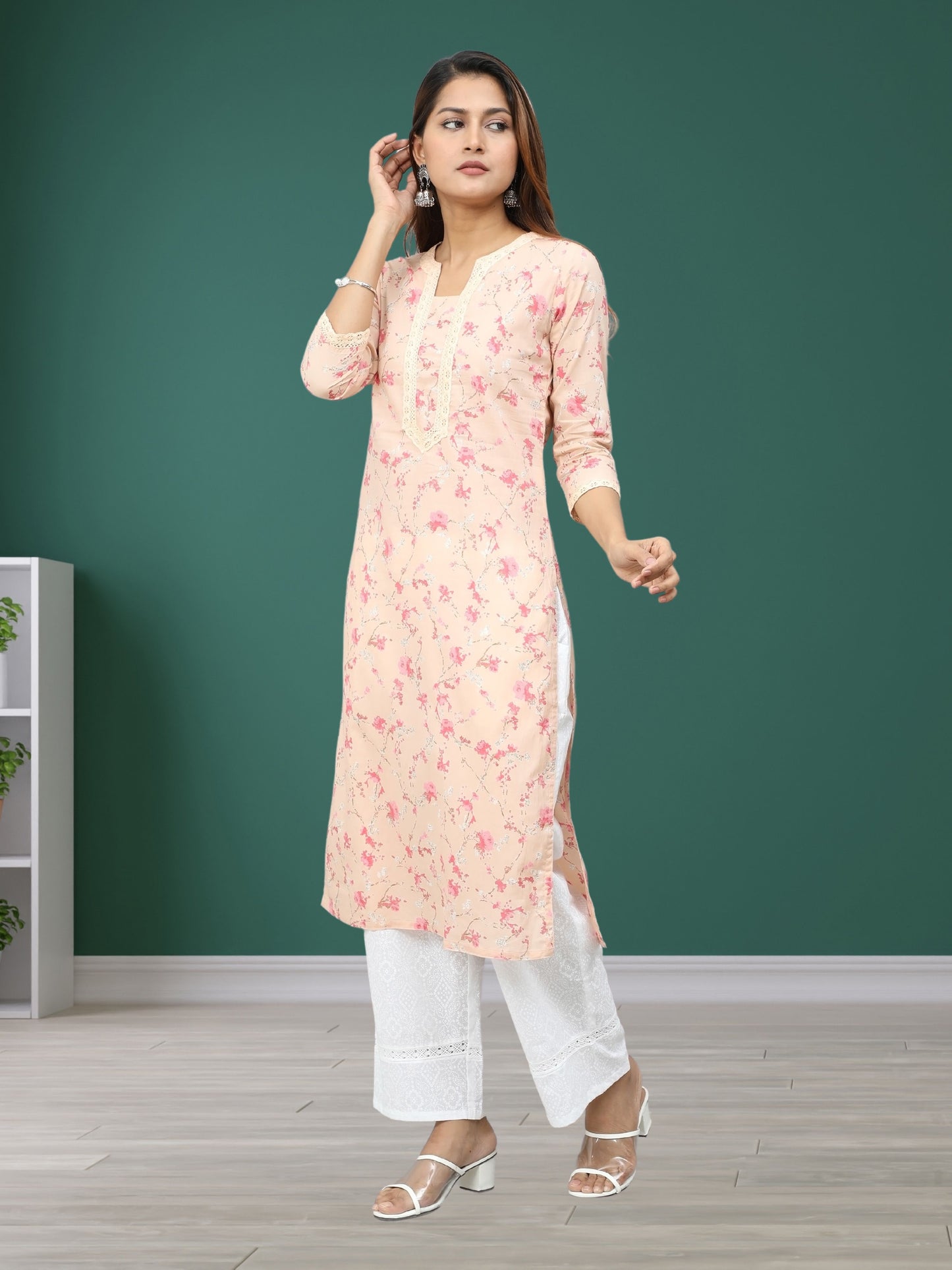 Cotton Discharge Printed Long Kurta