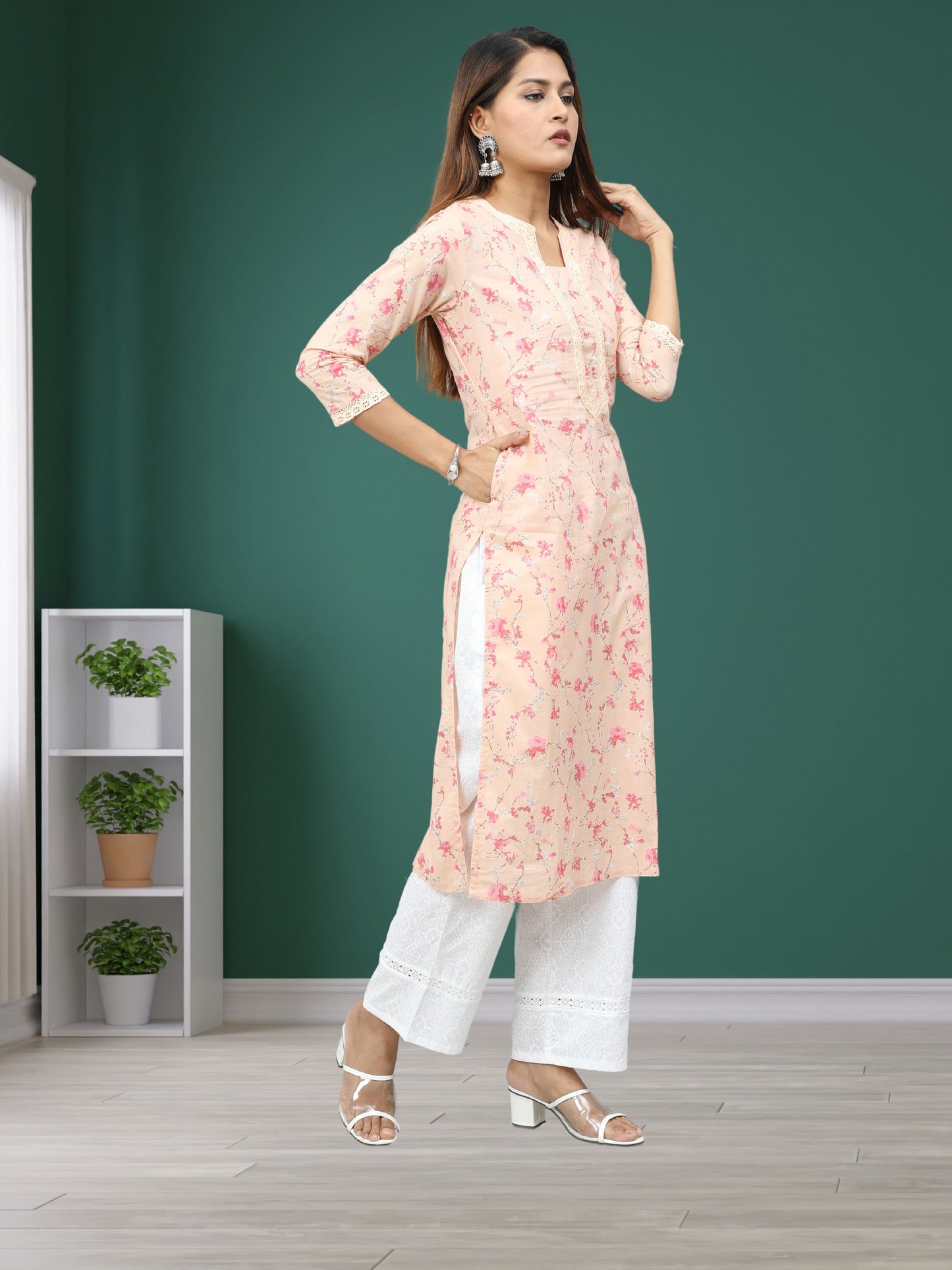 Cotton Discharge Printed Long Kurta