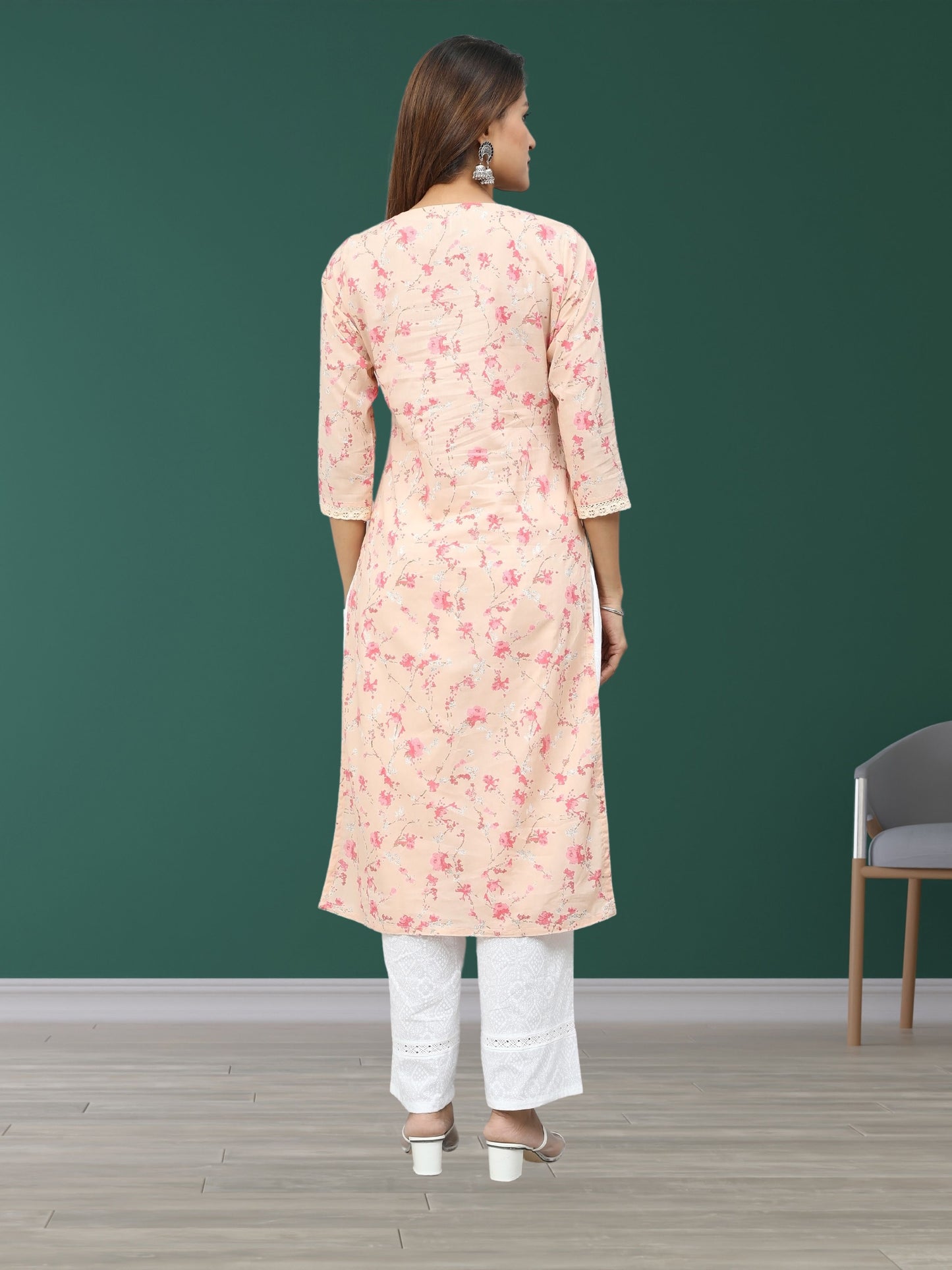 Cotton Discharge Printed Long Kurta