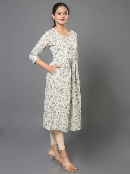 Cotton Block Printed Embroidered Long Kurta