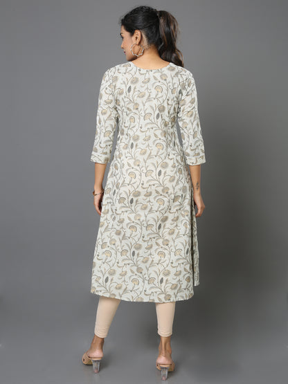 Cotton Block Printed Embroidered Long Kurta