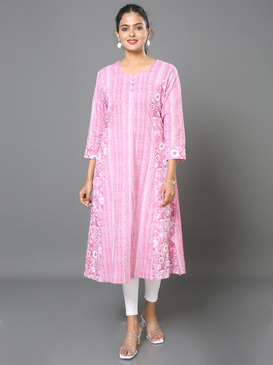 Cotton Block Printed Princes Cut Long Kurta