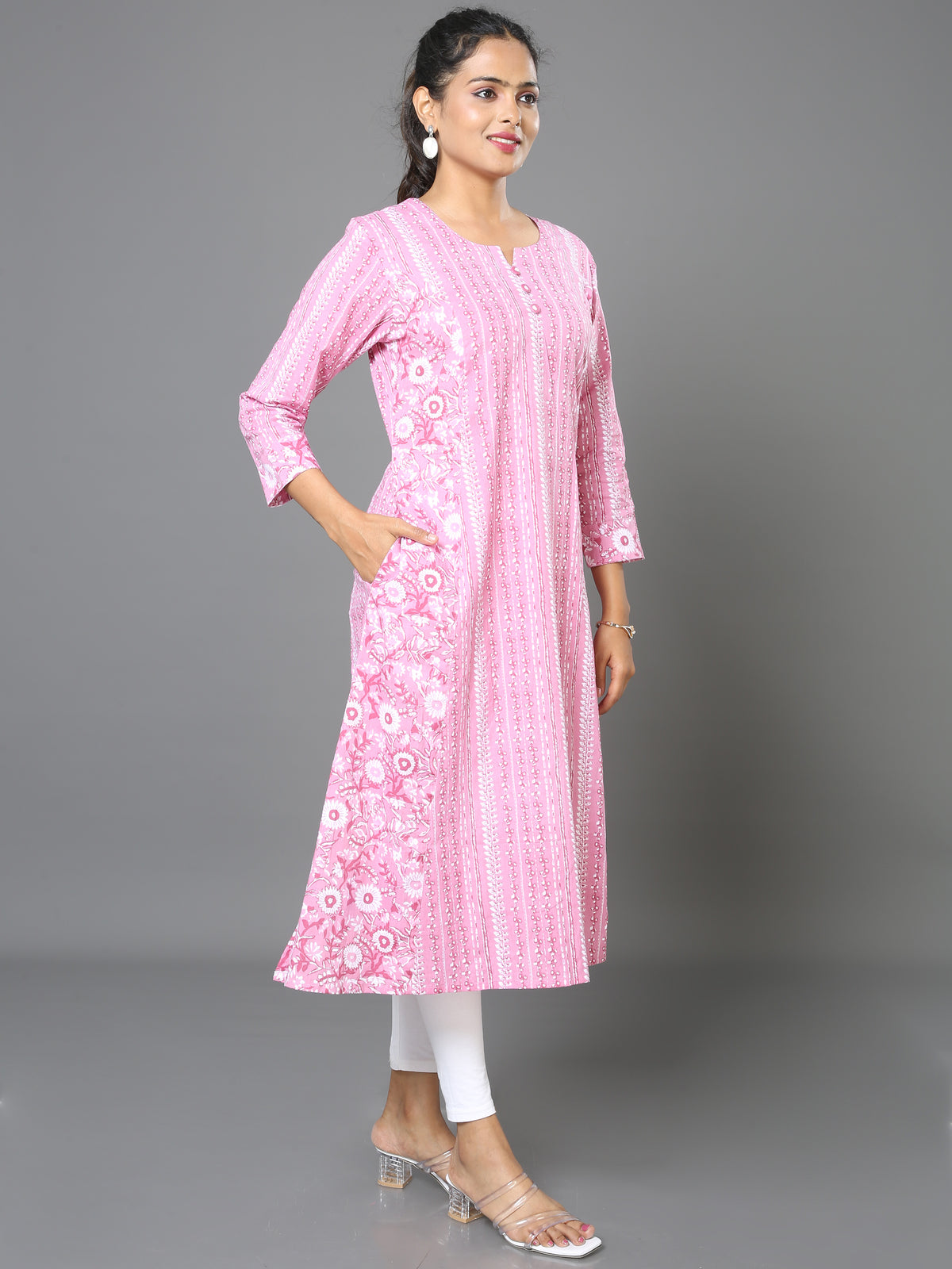 Cotton Block Printed Princes Cut Long Kurta