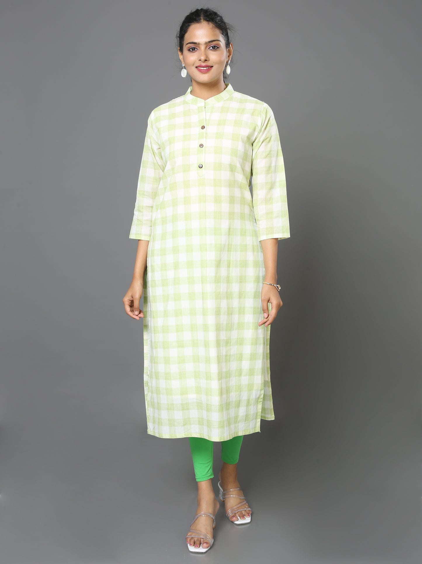 Cotton Check Long kurta