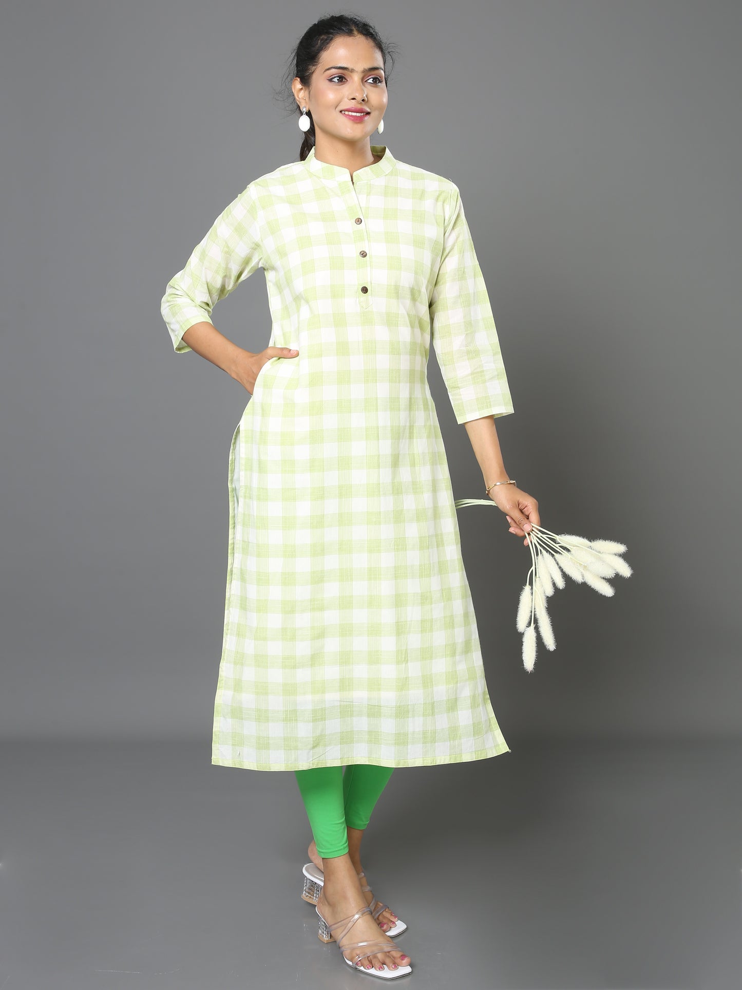 Cotton Check Long Kurta